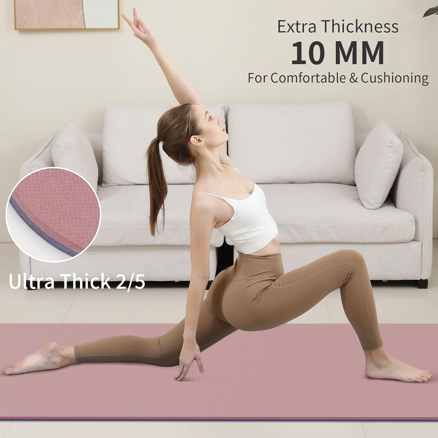 PAIDU Yoga Mat Non Slip Anti-tear,extra thick High Resiliency Professional POE Yoga Mats for Women Men Kids,70