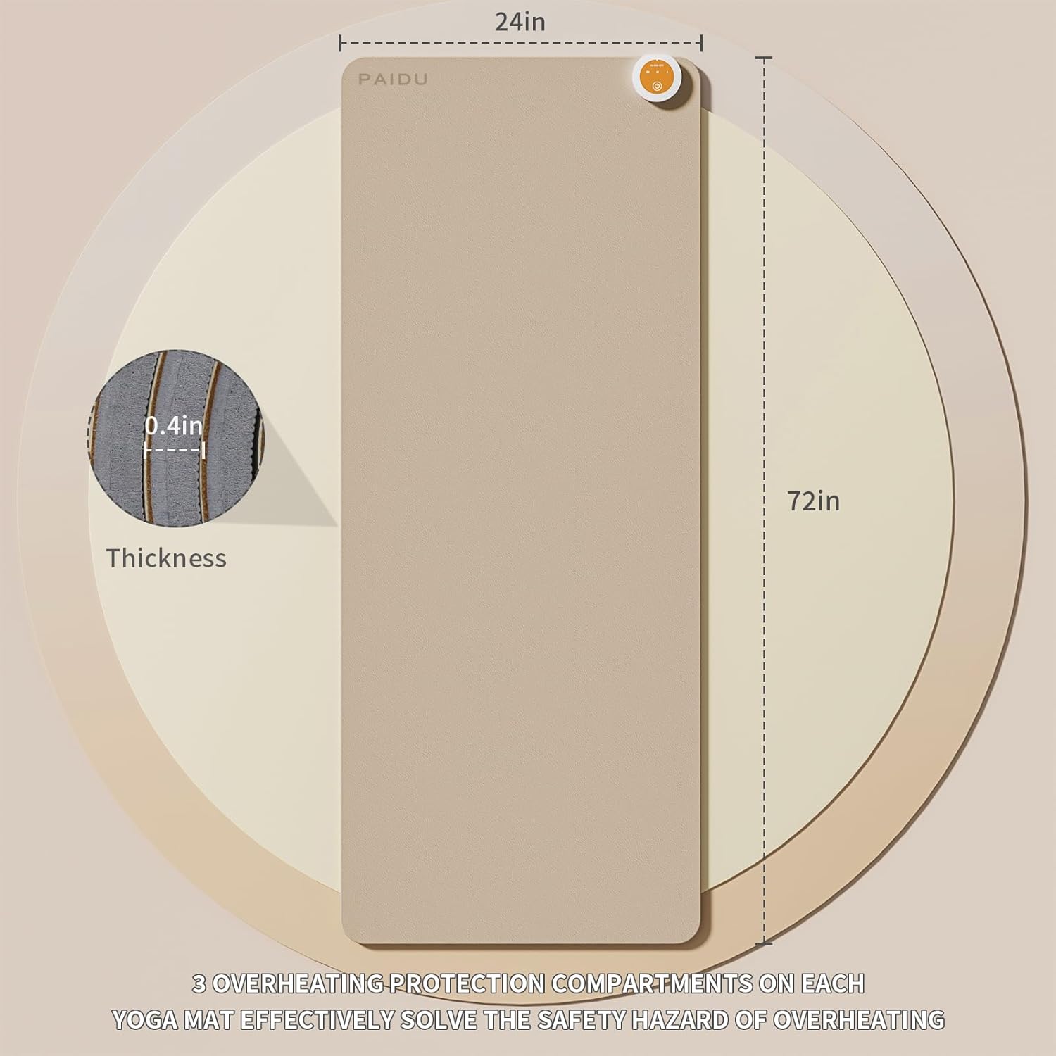 Heating mat, Adjustable Temperature Heated Floor mat, Extra Large Anti Slip Electric Heating Yoga mat,Foot Warmer,Winter 120V Heated Rug Suitable for Yoga, Pilates,Exercise,Heating Pad