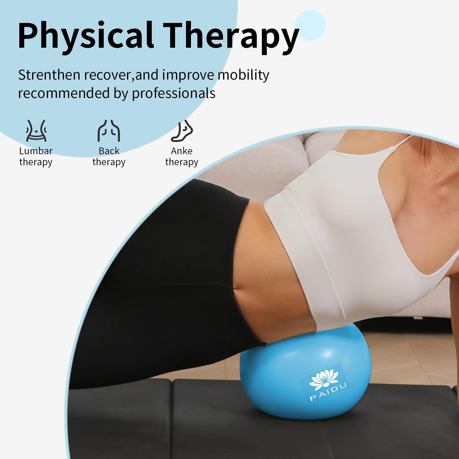 PAIDU Pilates Ball 10-inch Core, Anti-Explosion and Anti-Slip Mini Yoga Balls, Suitable for Pilates, Yoga, Core Training, Physical Therapy, Balance, Stability, Stretching Exercises