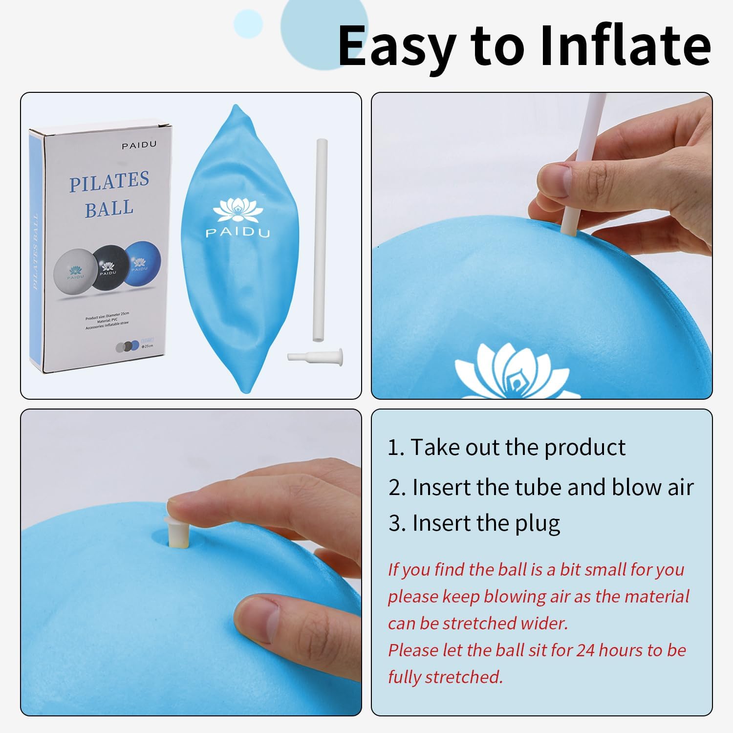 PAIDU Pilates Ball 10-inch Core, Anti-Explosion and Anti-Slip Mini Yoga Balls, Suitable for Pilates, Yoga, Core Training, Physical Therapy, Balance, Stability, Stretching Exercises