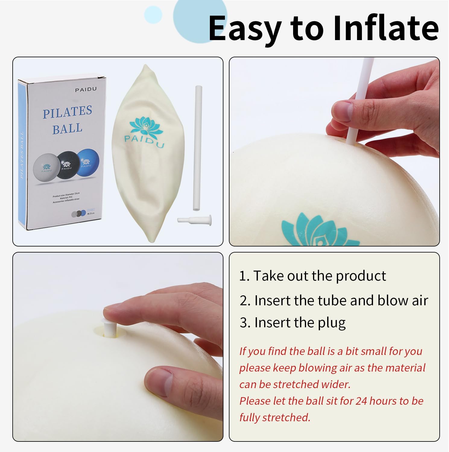 PAIDU Pilates Ball 10-inch Core, Anti-Explosion and Anti-Slip Mini Yoga Balls, Suitable for Pilates, Yoga, Core Training, Physical Therapy, Balance, Stability, Stretching Exercises