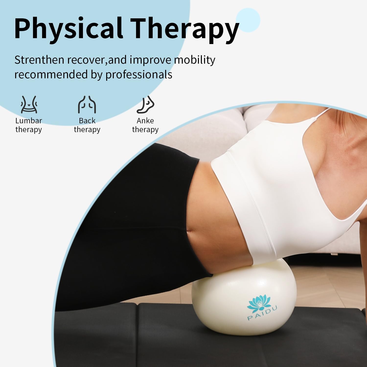 PAIDU Pilates Ball 10-inch Core, Anti-Explosion and Anti-Slip Mini Yoga Balls, Suitable for Pilates, Yoga, Core Training, Physical Therapy, Balance, Stability, Stretching Exercises