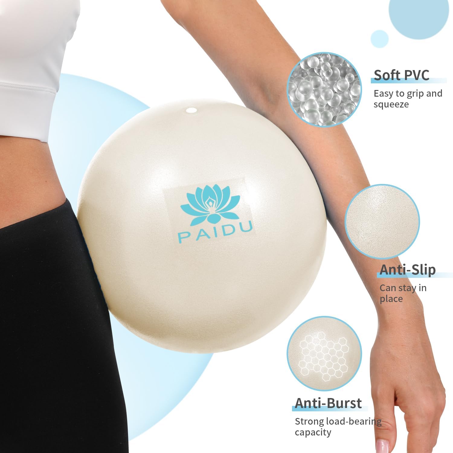 PAIDU Pilates Ball 10-inch Core, Anti-Explosion and Anti-Slip Mini Yoga Balls, Suitable for Pilates, Yoga, Core Training, Physical Therapy, Balance, Stability, Stretching Exercises