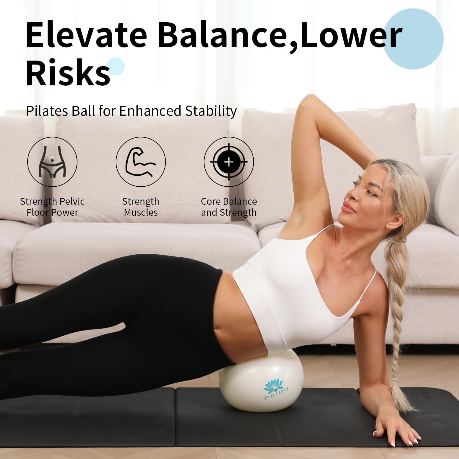 PAIDU Pilates Ball 10-inch Core, Anti-Explosion and Anti-Slip Mini Yoga Balls, Suitable for Pilates, Yoga, Core Training, Physical Therapy, Balance, Stability, Stretching Exercises