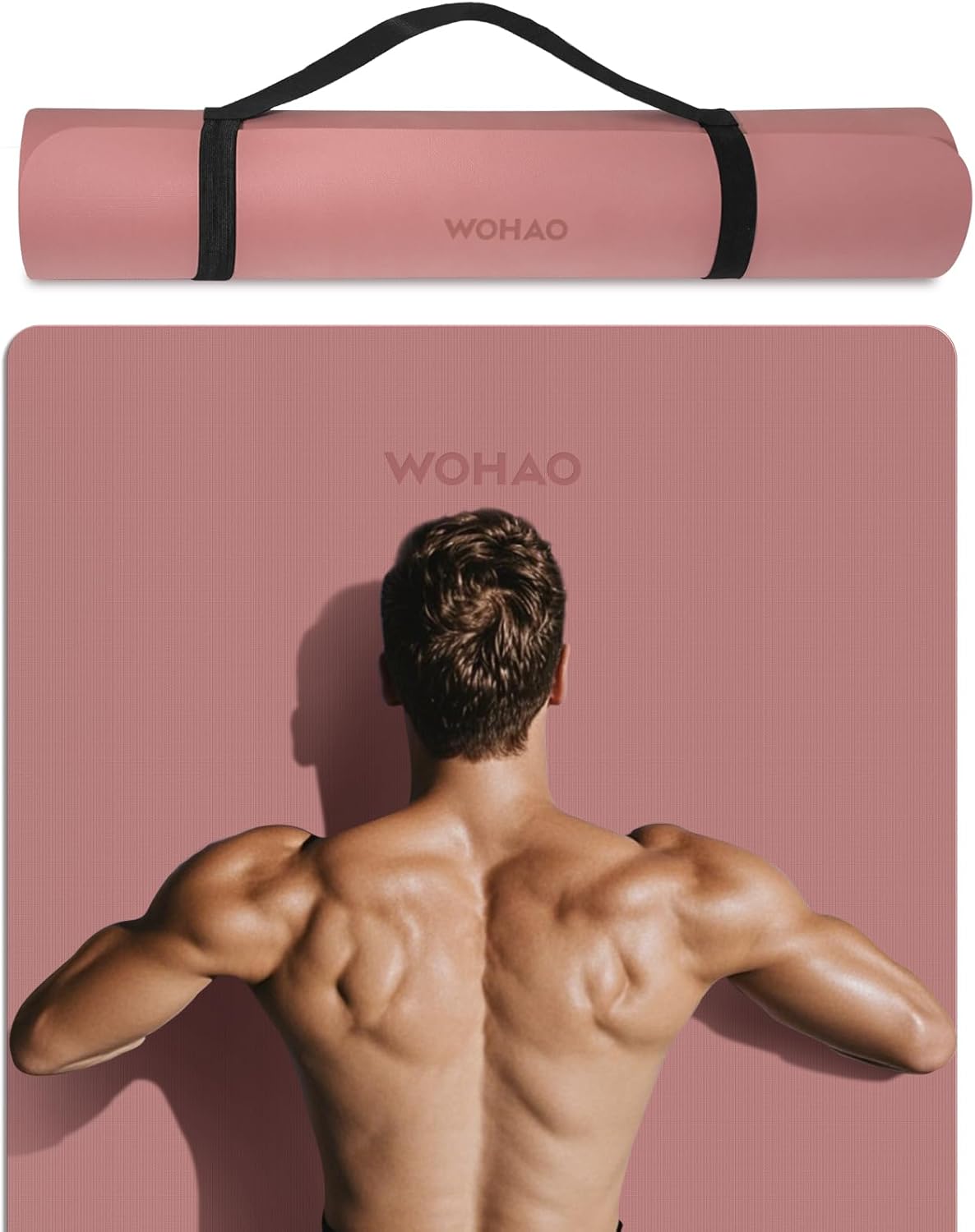 WOHAO Roll over image to zoom in Non-Slip Yoga Mat, Extra Thick 8mm，72