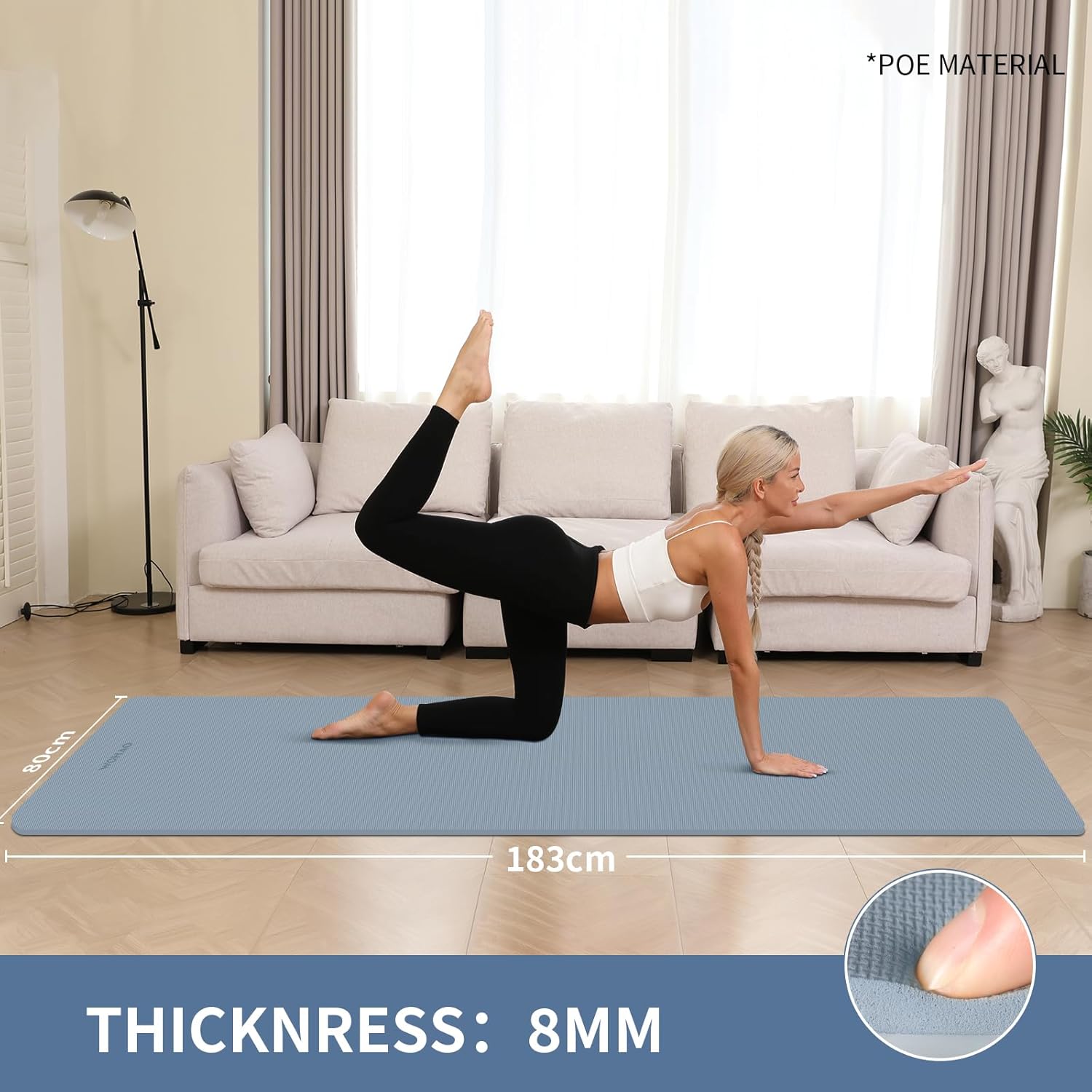 WOHAO Roll over image to zoom in Non-Slip Yoga Mat, Extra Thick 8mm，72