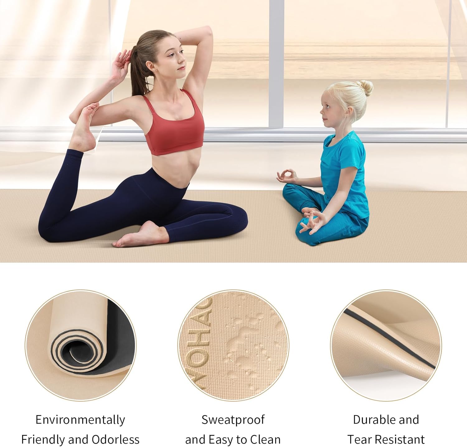 WOHAO Extra Thick 8mm Yoga Mat, 72