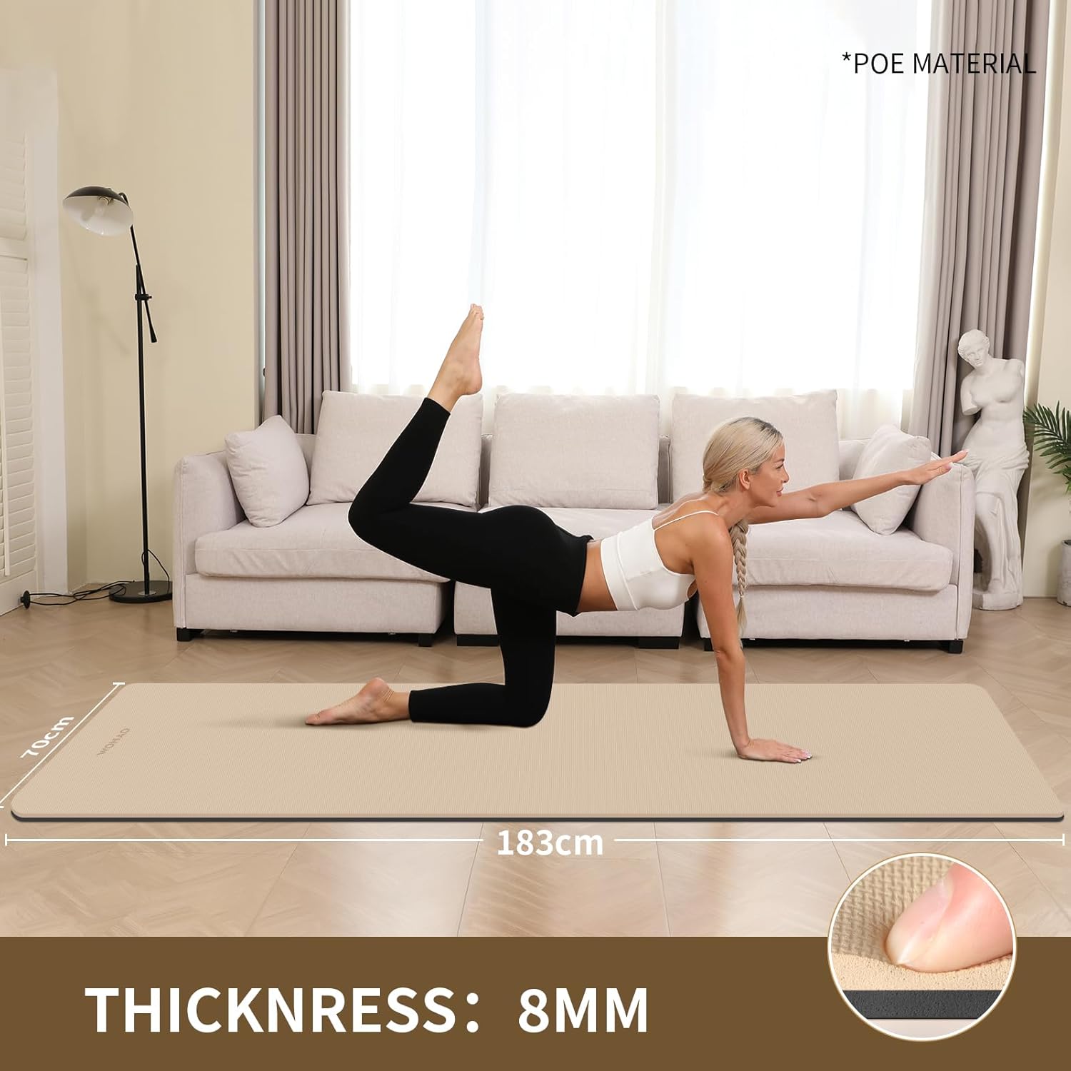 WOHAO Extra Thick 8mm Yoga Mat, 72