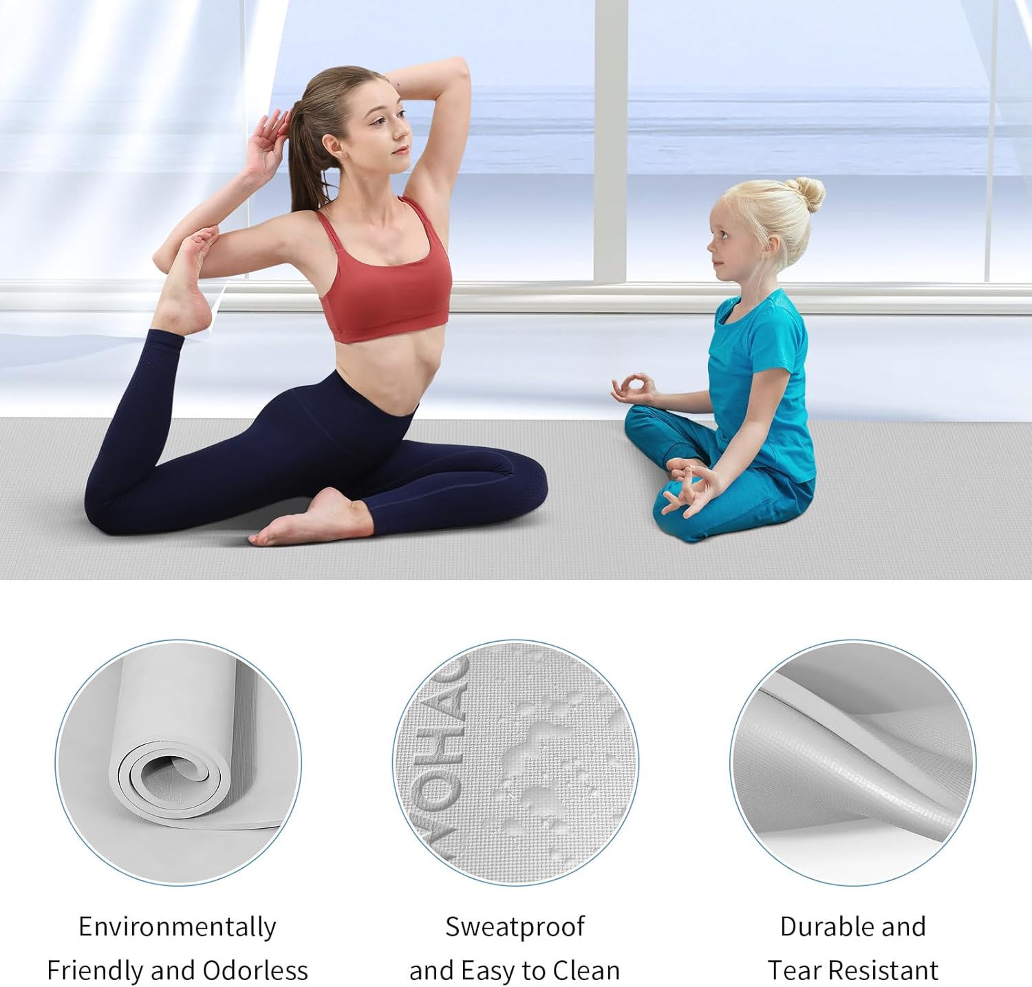 WOHAO Roll over image to zoom in Non-Slip Yoga Mat, Extra Thick 8mm，72