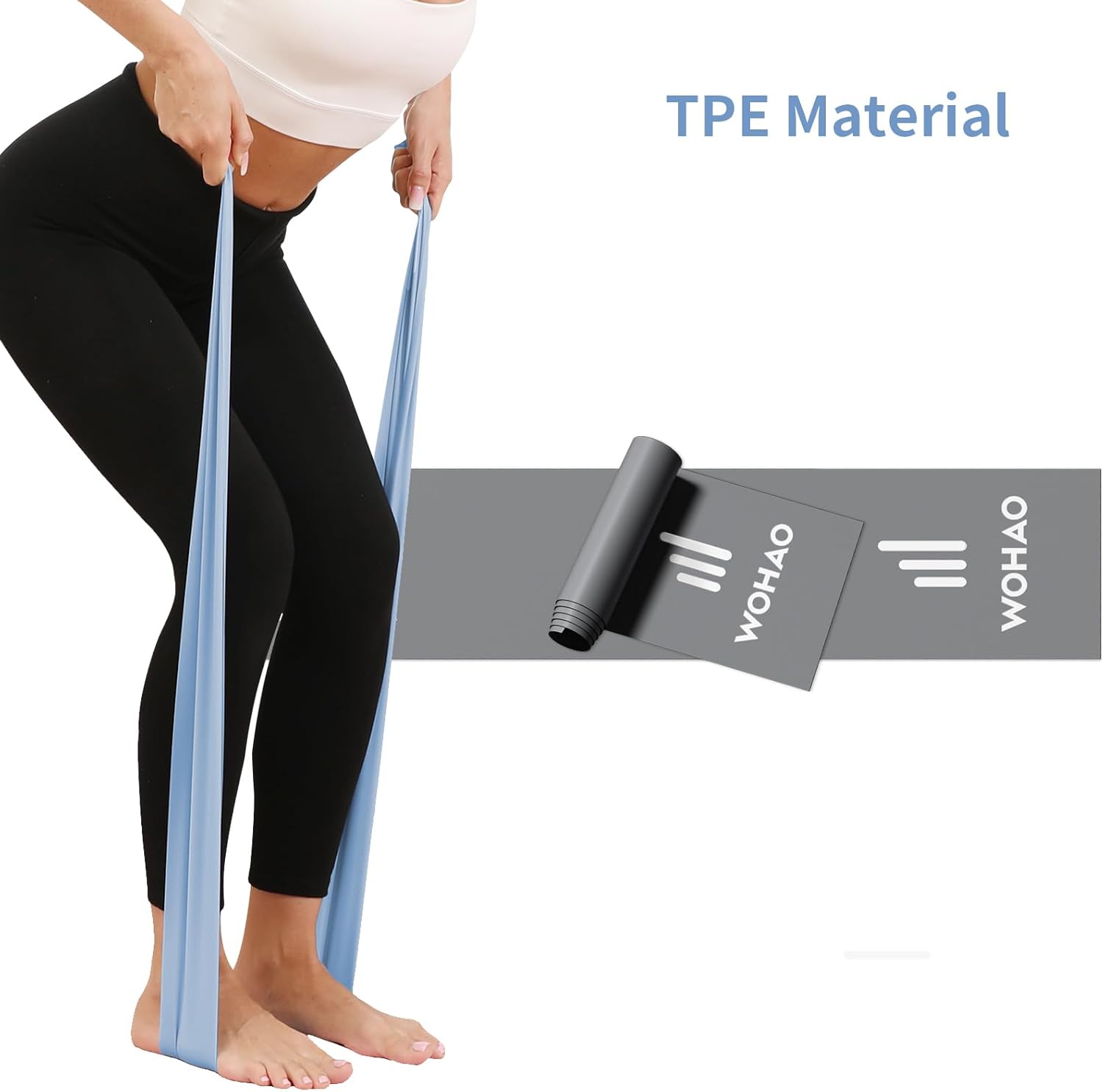 WOHAO Resistance Band Set, Two Resistance Levels, Stretch Bands for Working Out Women or Men, Strength Training, Home Fitness, Toning, Stretching, Yoga, Pilates