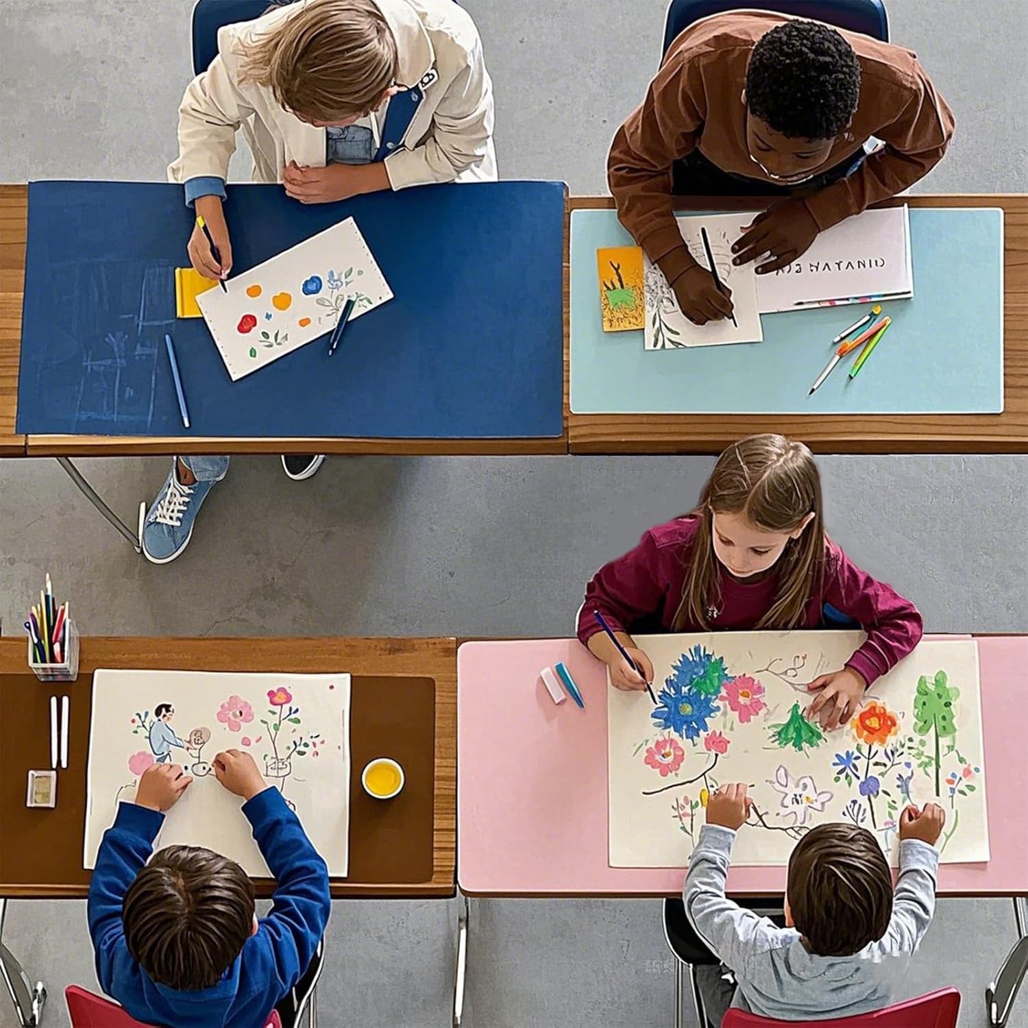 WOHAO Reusable Writing Surface Desk Pad, PU with Silicone Coating, Multi-Color Non-Slip Mouse Pad, Wipeable Table Protector for Office/Home/Kitchens (Navy Blue,80x140cm)