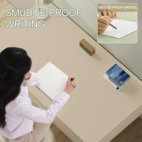 WOHAO Reusable Writing Surface Desk Pad, PU with Silicone Coating, Multi-Color Non-Slip Mouse Pad, Wipeable Table Protector for Office/Home/Kitchens (Khaki, 40x100cm)