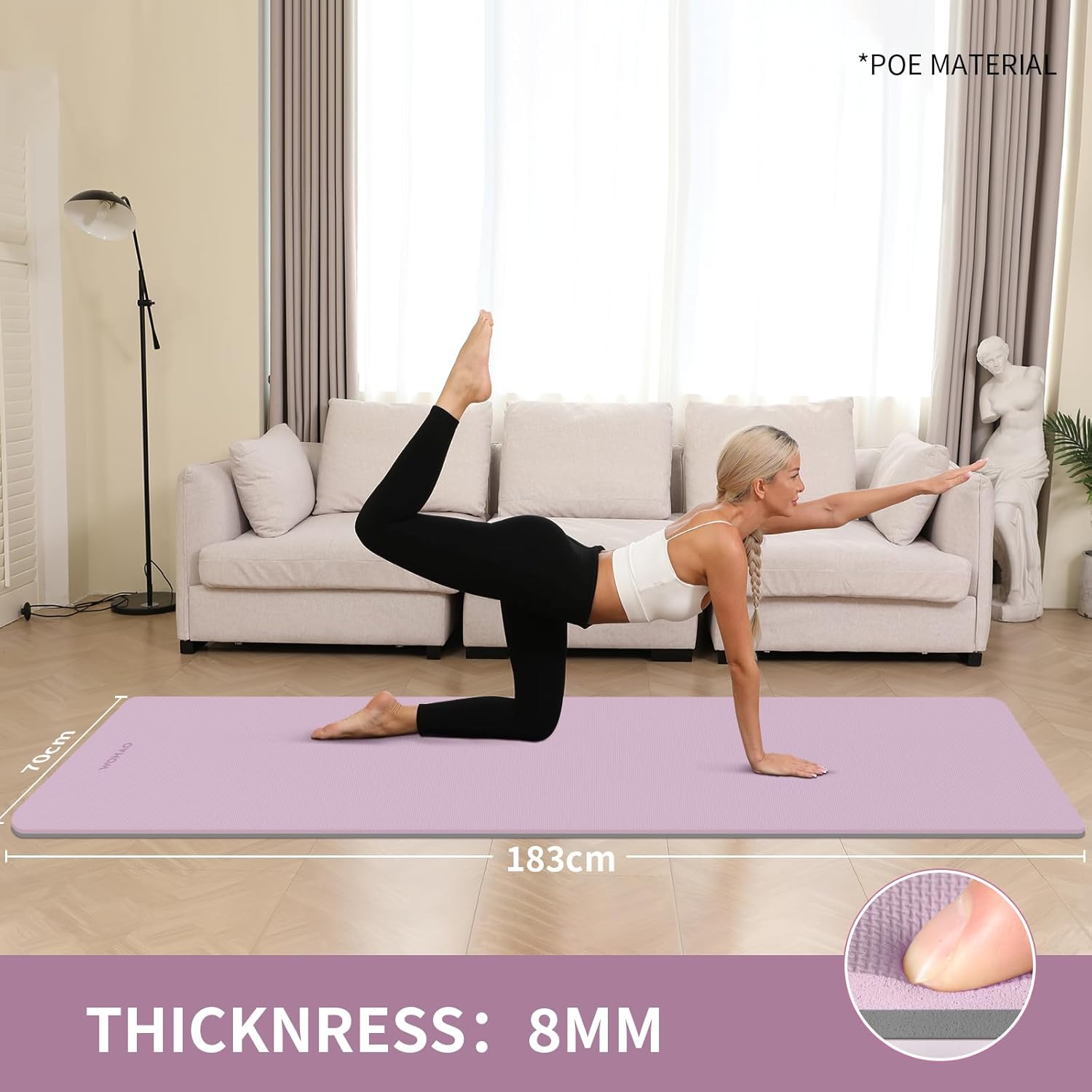 WOHAO Extra Thick 8mm Yoga Mat, 72