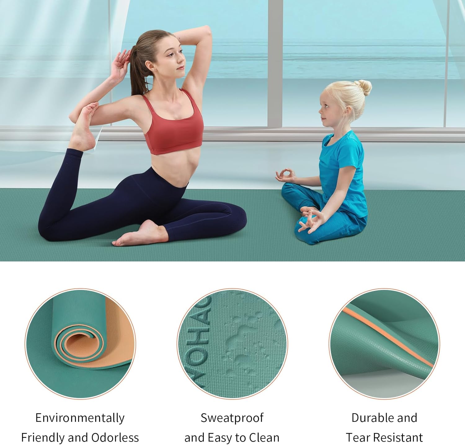 WOHAO Extra Thick 8mm Yoga Mat, 72