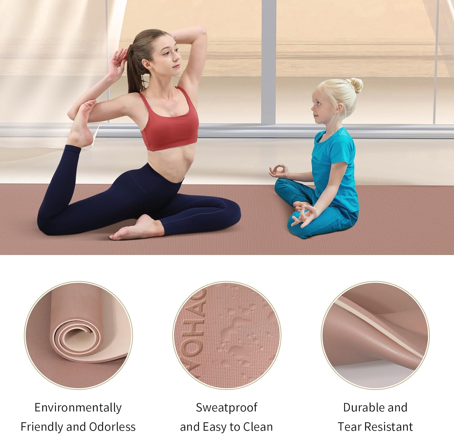 WOHAO Extra Thick 8mm Yoga Mat, 72