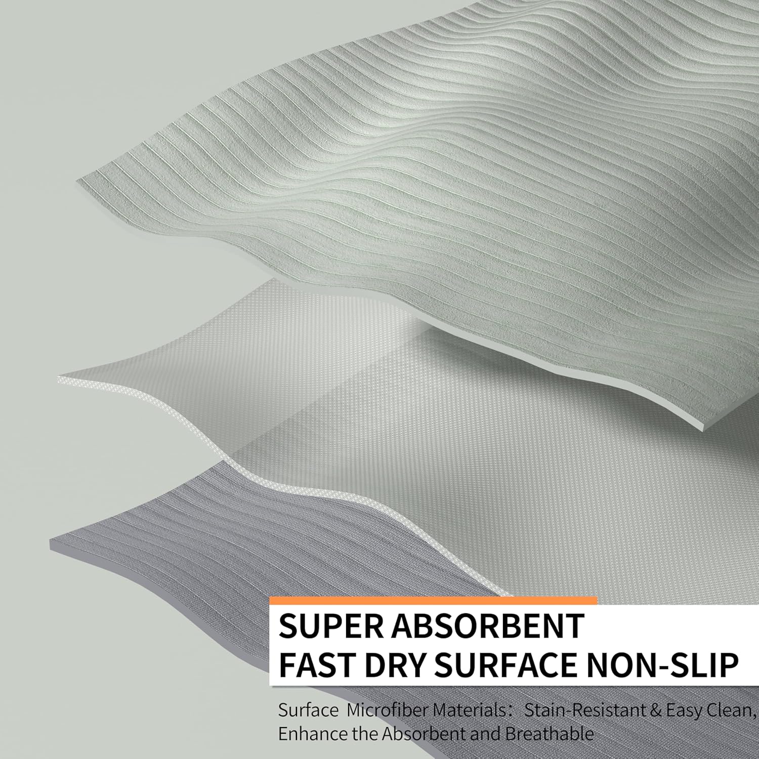 OGOGO Fitness Mat with Suede Finish, Extra Long and Wide 74 x 26 x 1/3 Thick POE Material, Wavy Texture Non-Slip Design, Reinforced Edges, Includes Carrying Strap