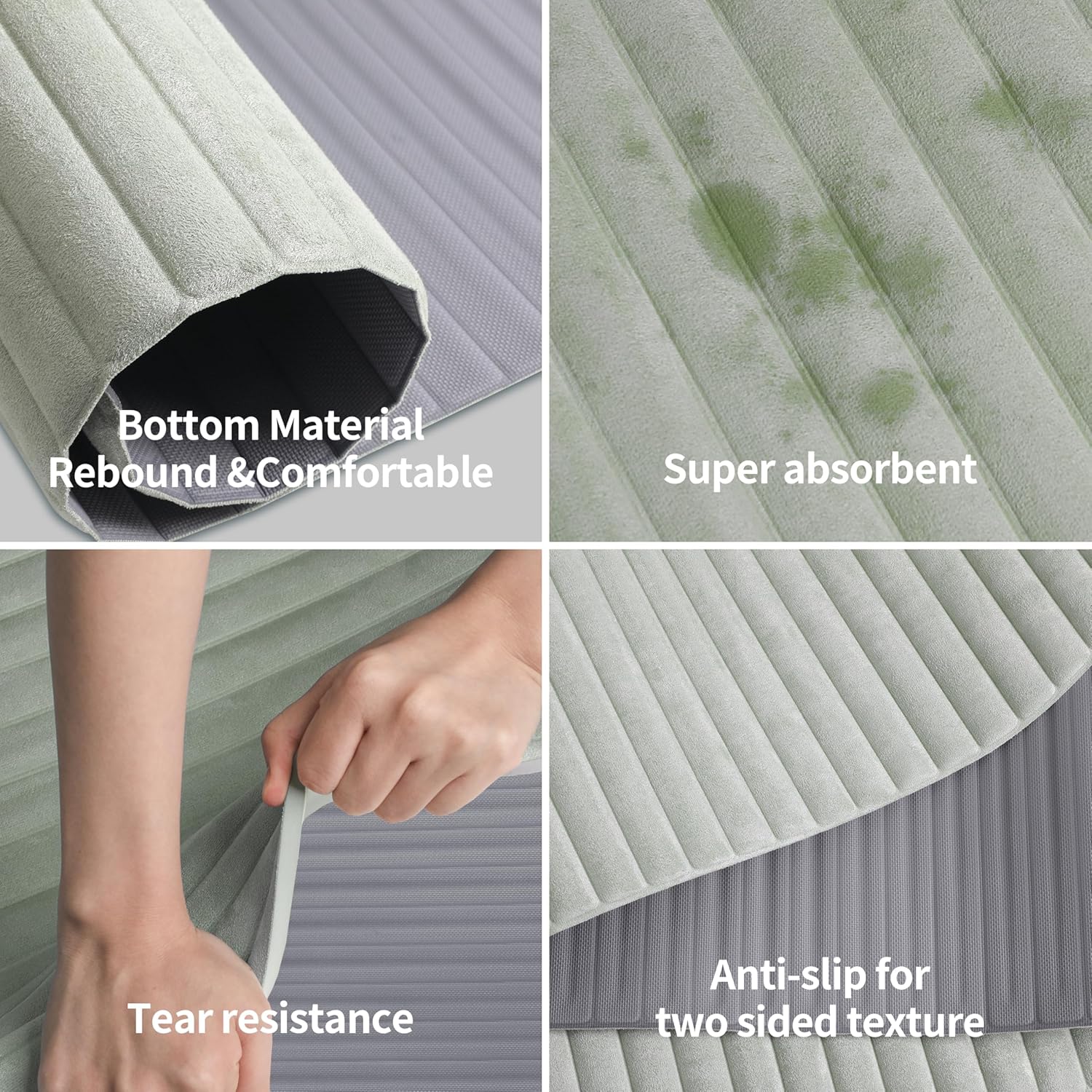 OGOGO Fitness Mat with Suede Finish, Extra Long and Wide 74 x 26 x 1/3 Thick POE Material, Wavy Texture Non-Slip Design, Reinforced Edges, Includes Carrying Strap