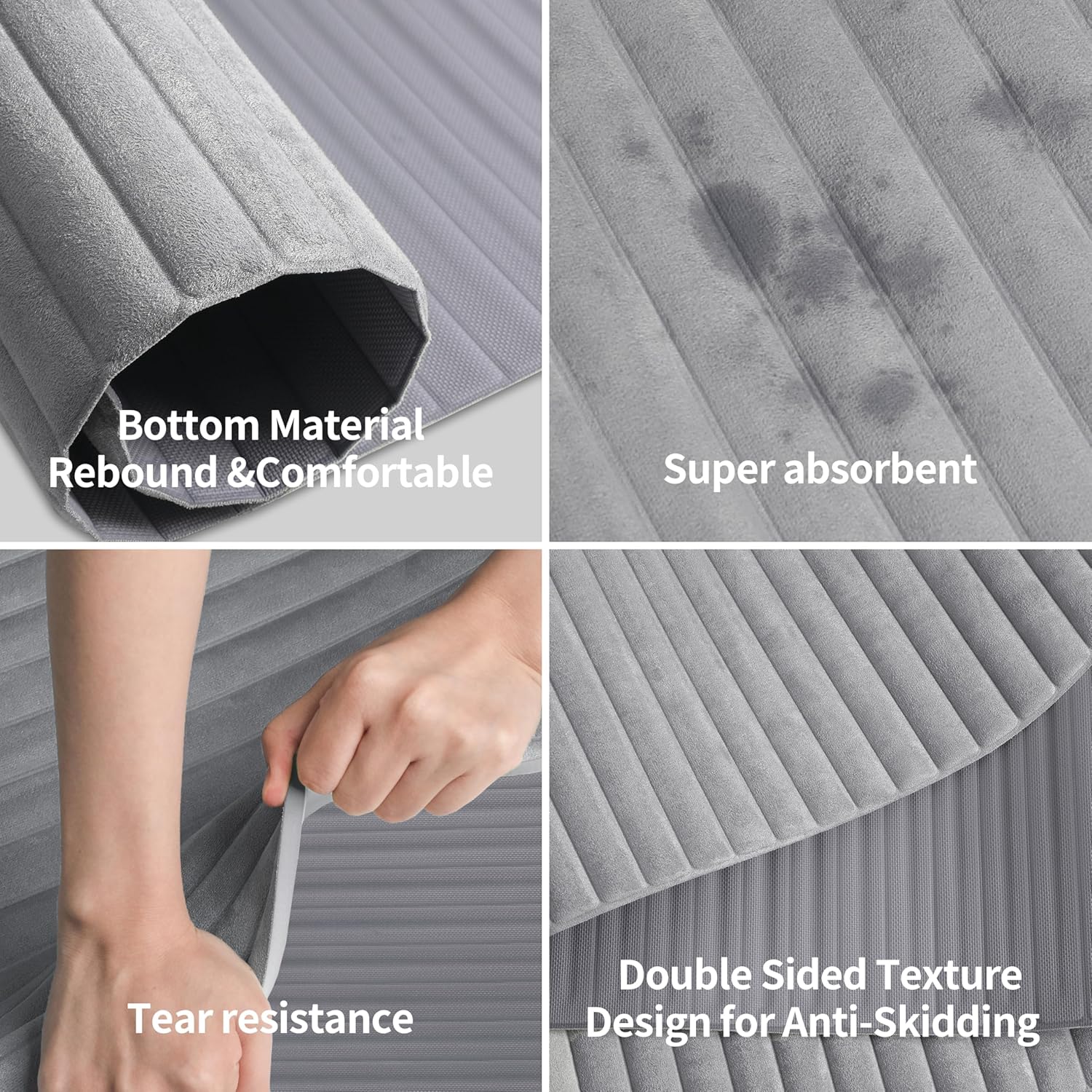 OGOGO Fitness Mat with Suede Finish, Extra Long and Wide 74 x 26 x 1/3 Thick POE Material, Wavy Texture Non-Slip Design, Reinforced Edges, Includes Carrying Strap