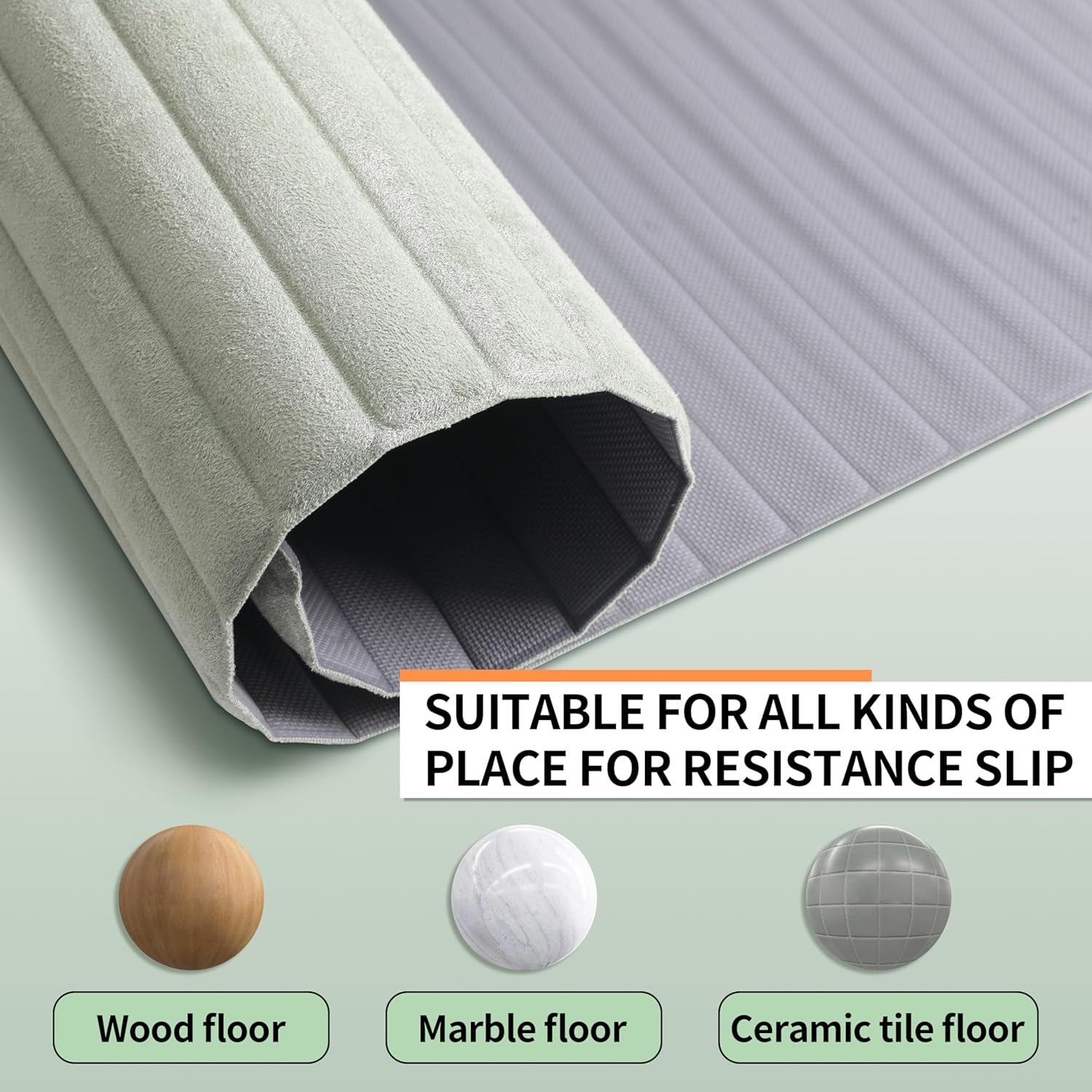 OGOGO Fitness Mat with Suede Finish, Extra Long and Wide 74 x 26 x 1/3 Thick POE Material, Wavy Texture Non-Slip Design, Reinforced Edges, Includes Carrying Strap