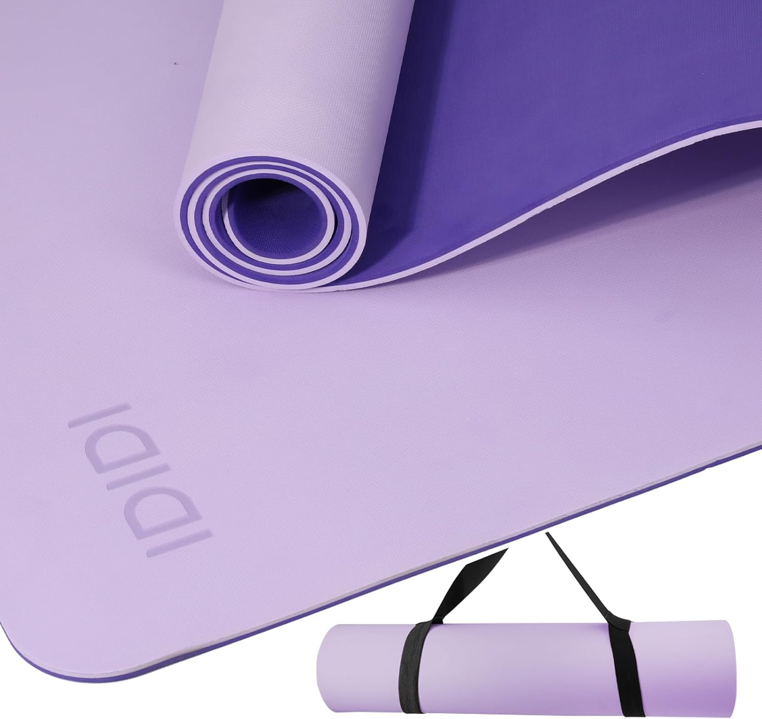 IDIDI Yoga Mat with Strap,Non-Skid Workout Mat,8mm Thick Yoga Mat,POE Yoga Mats for Women Men Kids,Exercise Mat with Easy-Cinch,72