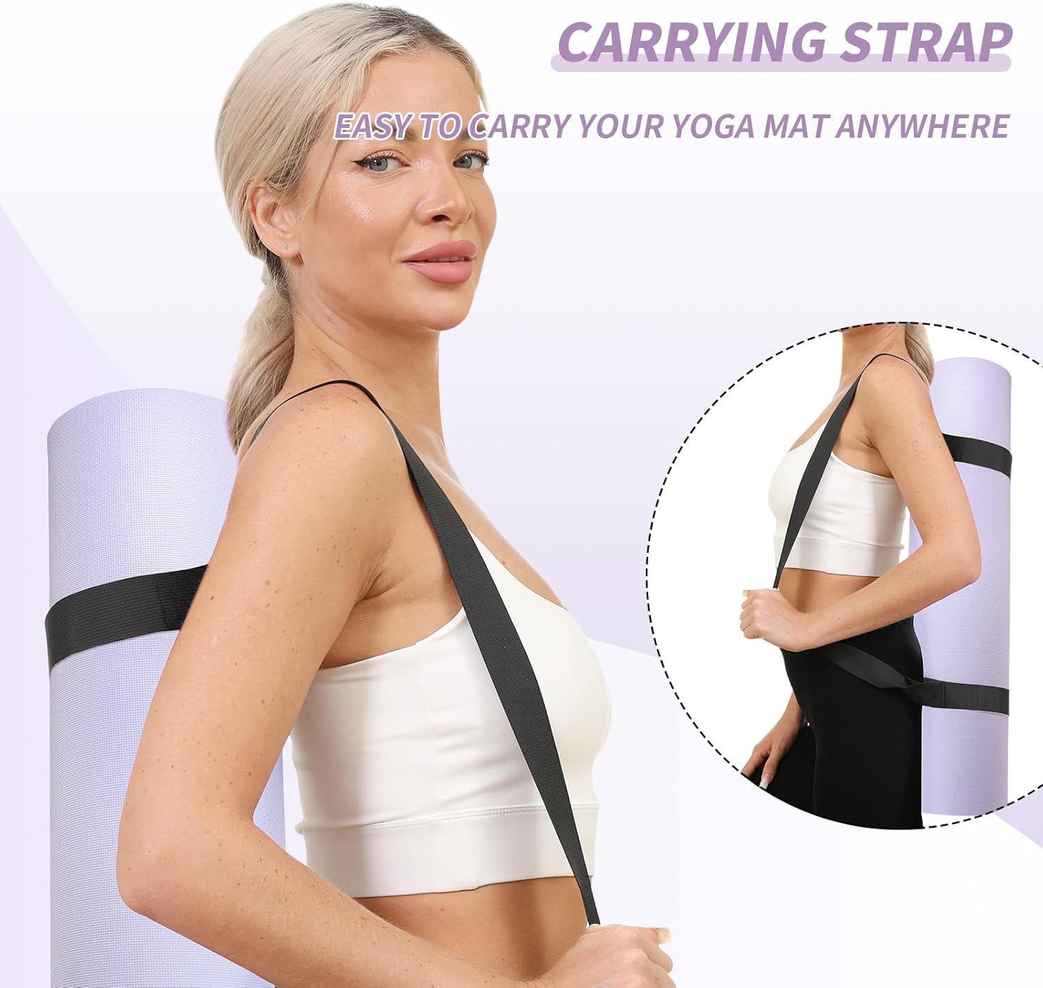 IDIDI Yoga Mat with Strap,Non-Skid Workout Mat,8mm Thick Yoga Mat,POE Yoga Mats for Women Men Kids,Exercise Mat with Easy-Cinch,72