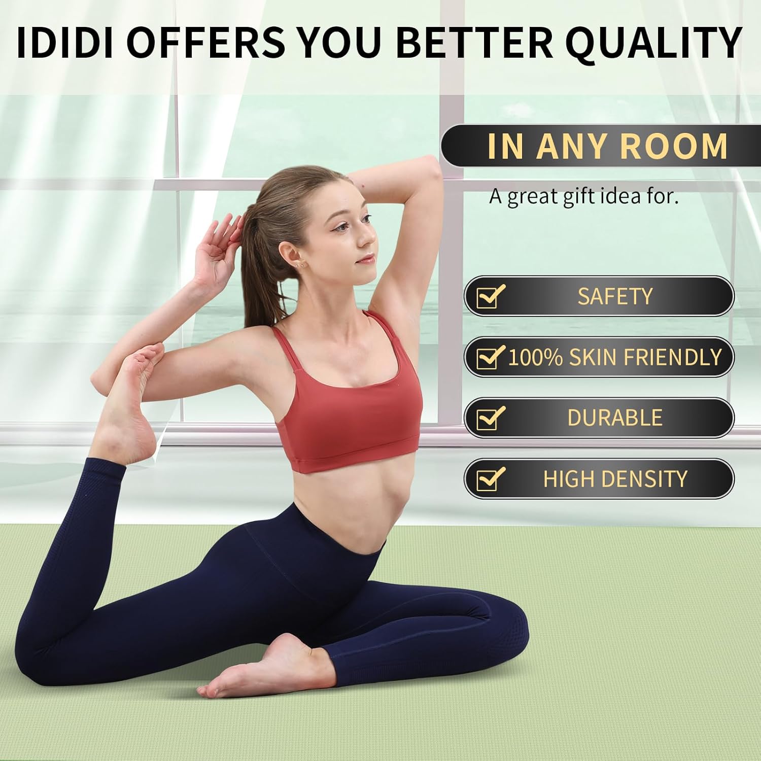 8mm Large Yoga Mat (6'x 4') - Extra Long and Wide 72 x 48 x 0.32 inches, Non-Slip POE Fitness Mat, Eco-Friendly, Thick Wide Exercise Mat for Home Workouts Ideal for Yoga and Pilates.