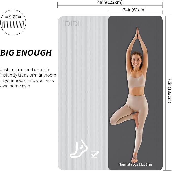 8mm Large Yoga Mat (6'x 4') - Extra Long and Wide 72 x 48 x 0.32 inches, Non-Slip POE Fitness Mat, Eco-Friendly, Thick Wide Exercise Mat for Home Workouts,Ideal for Yoga Pilates.