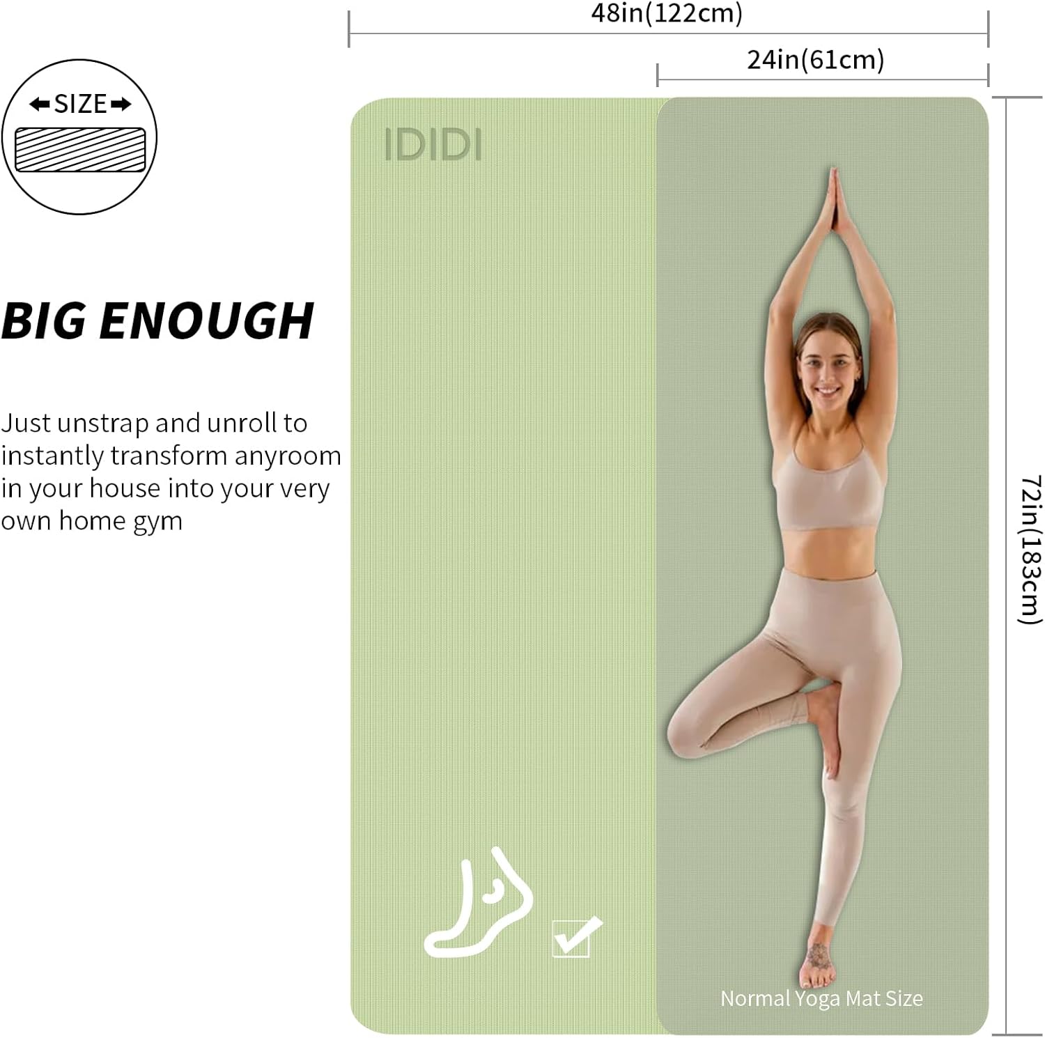 8mm Large Yoga Mat (6'x 4') - Extra Long and Wide 72 x 48 x 0.32 inches, Non-Slip POE Fitness Mat, Eco-Friendly, Thick Wide Exercise Mat for Home Workouts Ideal for Yoga and Pilates.