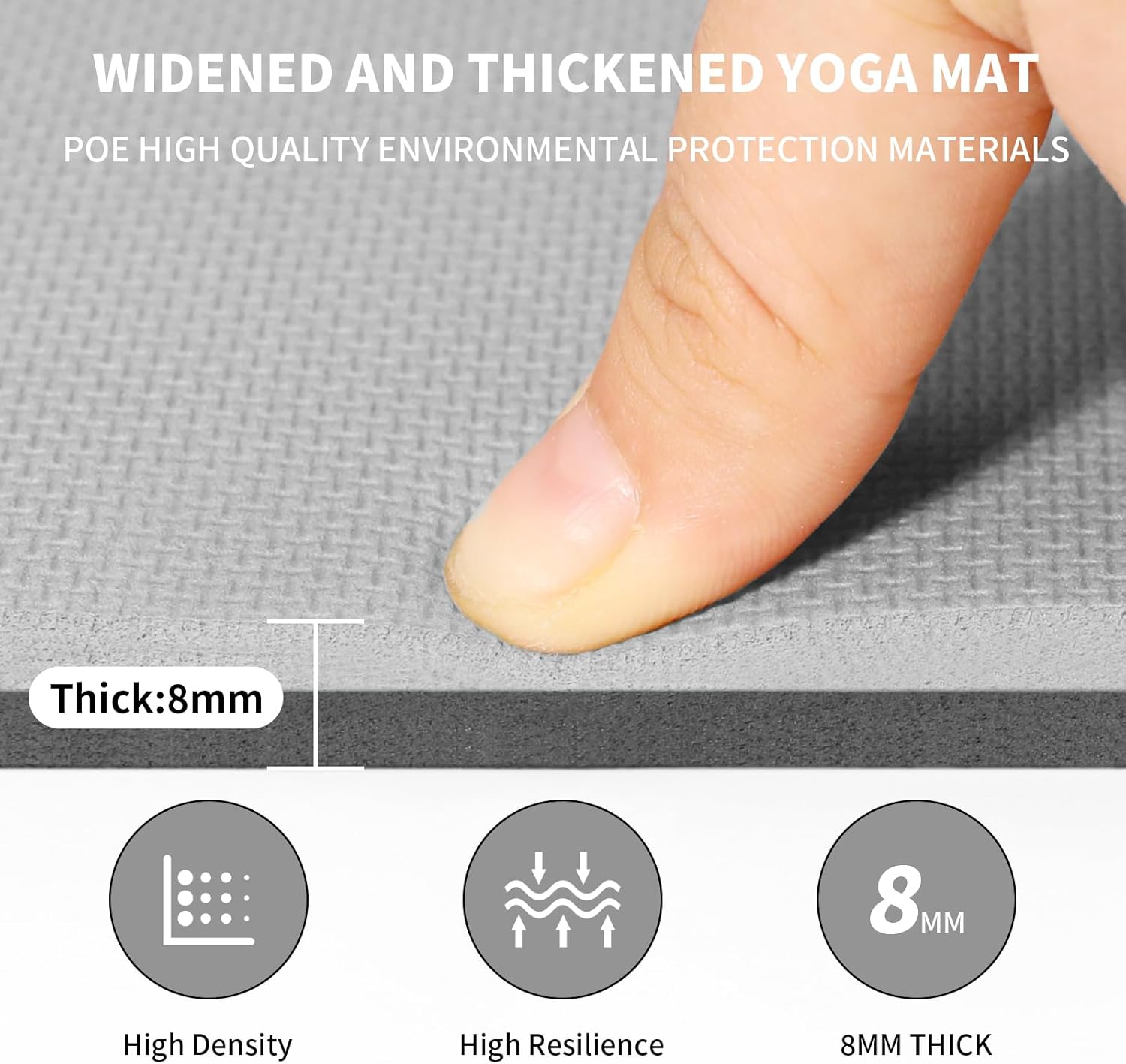 8mm Large Yoga Mat (6'x 4') - Extra Long and Wide 72 x 48 x 0.32 inches, Non-Slip POE Fitness Mat, Eco-Friendly, Thick Wide Exercise Mat for Home Workouts,Ideal for Yoga Pilates.