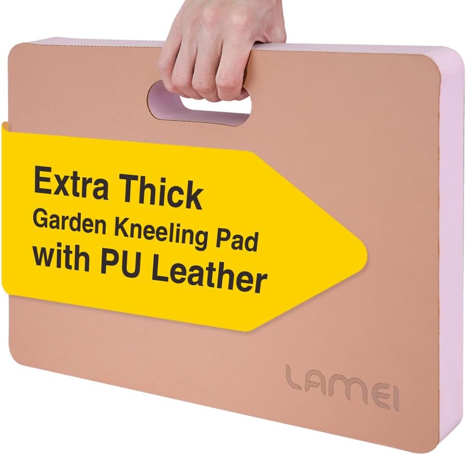 LAMEI Extra Thick Garden Kneeling Pad 1.6inch, PU Leather Waterproof Surface, Non-Slip High Density POE, High Resilience, Lightweight, Easy Clean Knee Pad for Gardening, Yoga, Housework