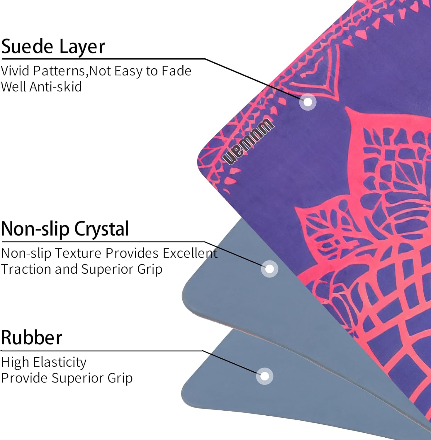 Hot Yoga Mat Printed, Thick 6mm Non Slip Suede tpe yoga Mat with Strap for Women Men Yoga, Pilates, Exercise, Fitness, Floor, Workouts Rose Mandala