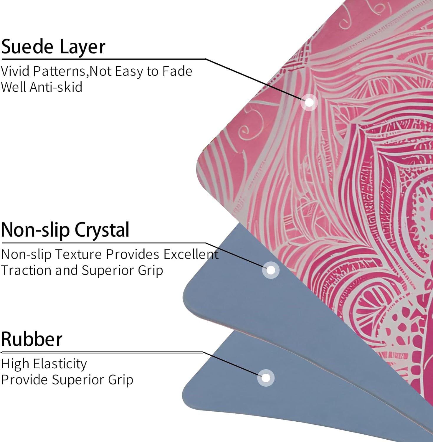 Hot Yoga Mat Printed, Thick 6mm Non Slip Suede tpe yoga Mat with Strap for Women Men Yoga, Pilates, Exercise, Fitness, Floor, Workouts Pink Lotus