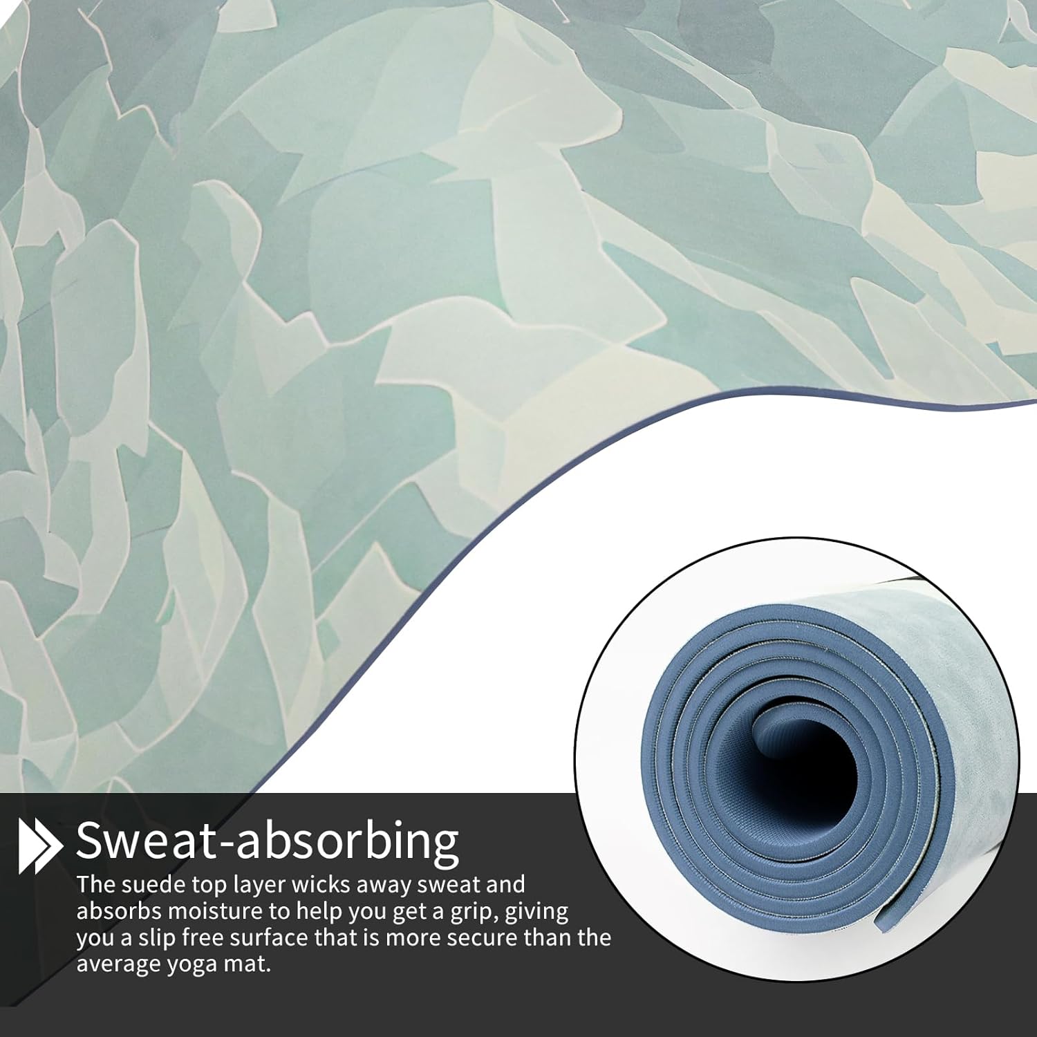 Hot Yoga Mat Printed, Thick 6mm Non Slip Suede tpe yoga Mat with Strap for Women Men Yoga, Pilates, Exercise, Fitness, Floor, Workouts blue Lotus