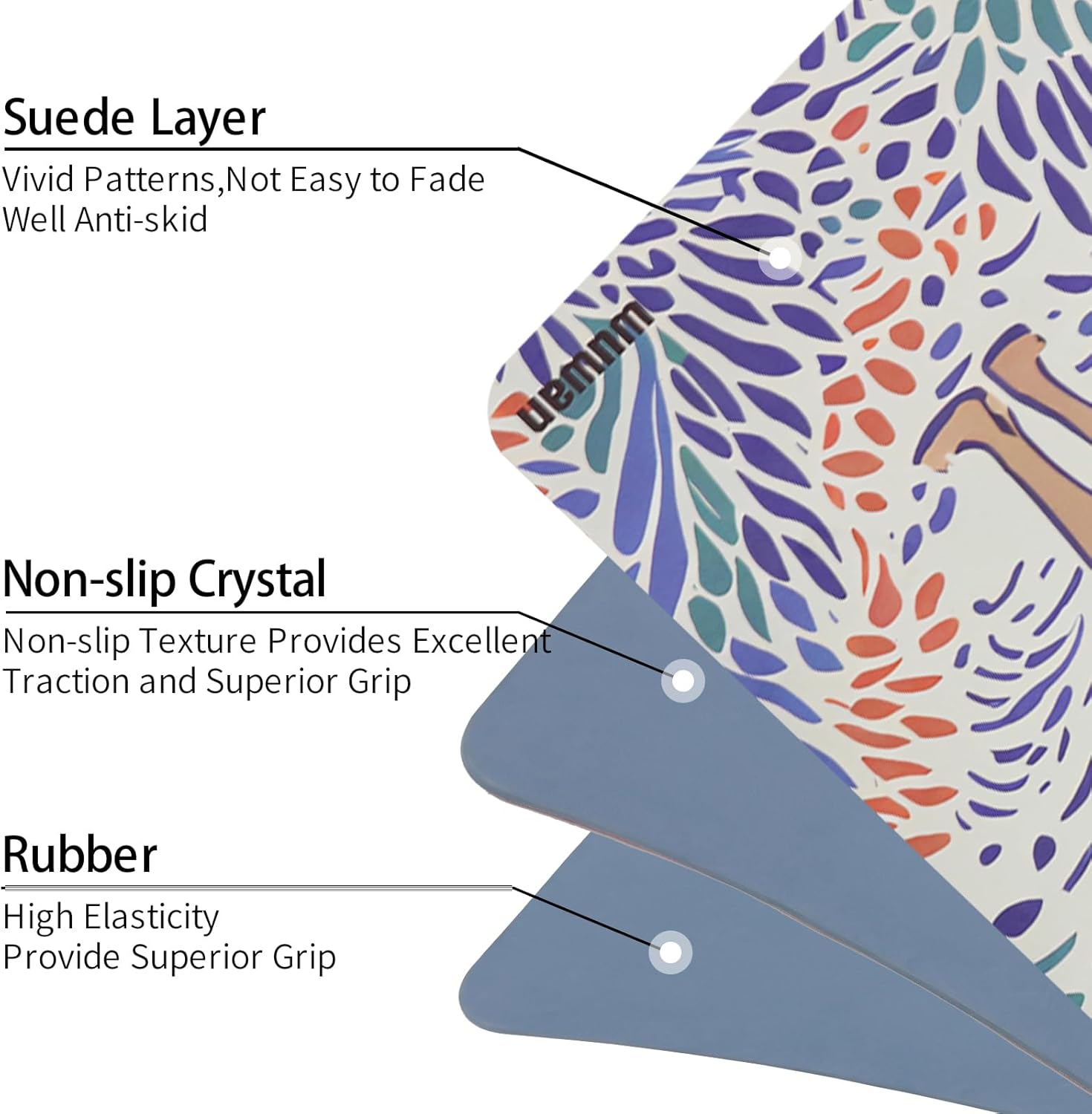 Hot Yoga Mat Printed, Thick 6mm Non Slip Suede tpe yoga Mat with Strap for Women Men Yoga, Pilates, Exercise, Fitness, Floor, Workouts blue glance