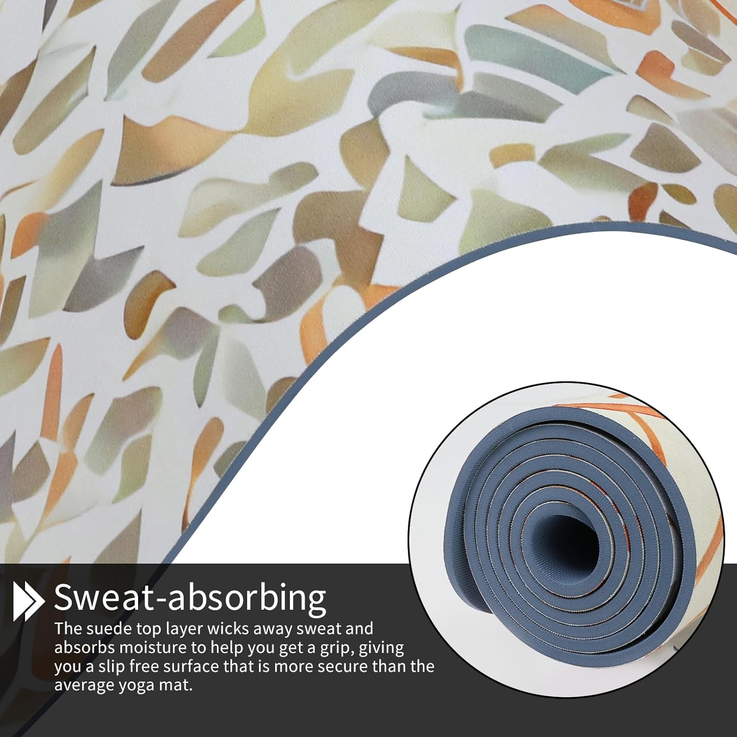 Hot Yoga Mat Printed, Thick 6mm Non Slip Suede tpe yoga Mat with Strap for Women Men Yoga, Pilates, Exercise, Fitness, Floor, Workouts yellow lotus