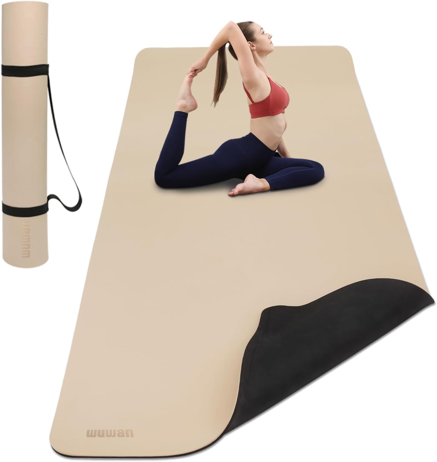 Large Yoga Mat - 80CM Wide Yoga Matt Non-Slip Thick 1/3 Inch Eco-Friendly Exercise Mat with Carrying Strap for Women Yoga, Pilates, Home Workouts (72x32