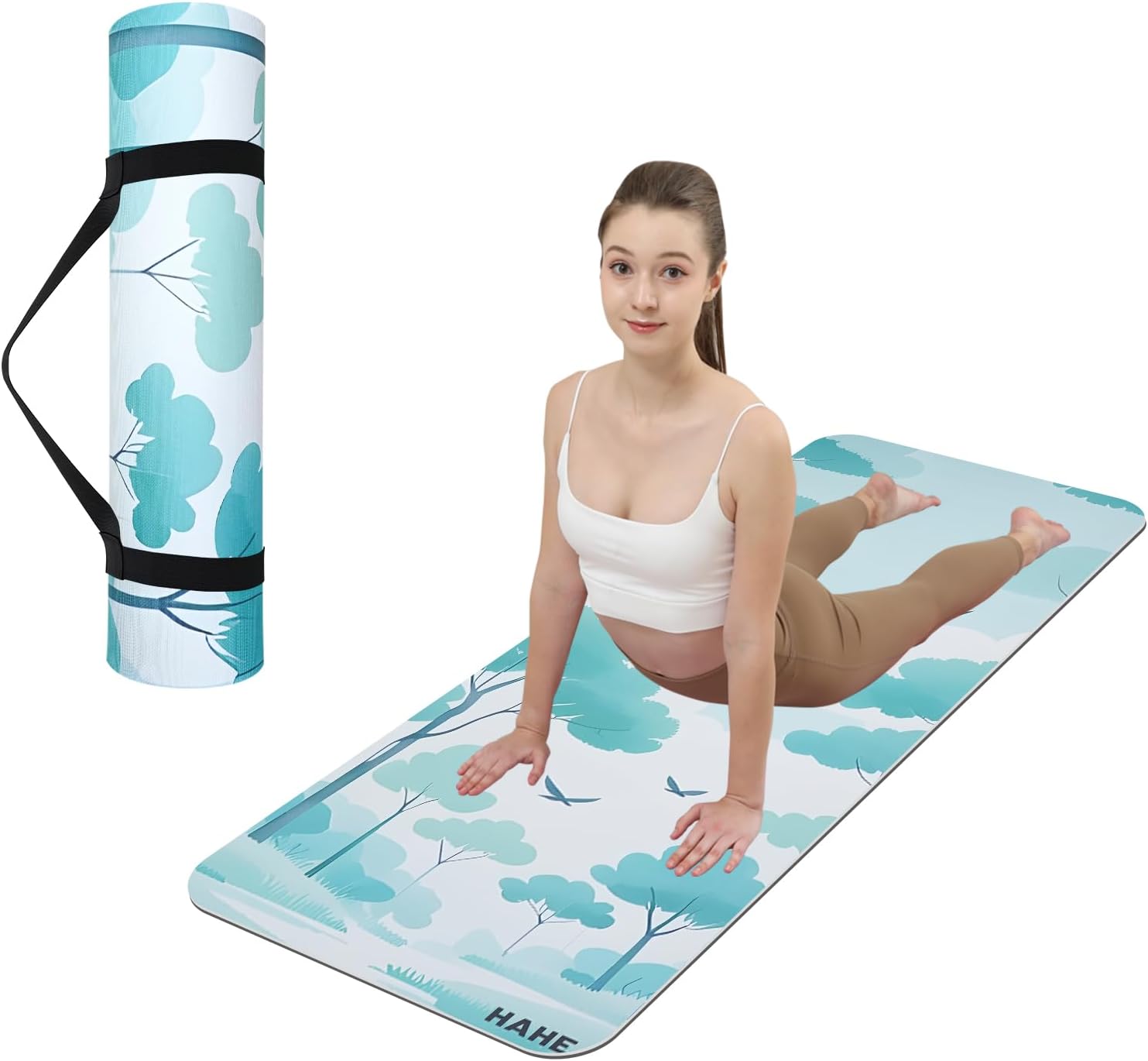 Large Yoga Matt Non-Slip Thick 1/3 Inch Eco-Friendly Exercise Mat with Carrying Strap for Women Yoga, Pilates, Home Workouts (72x32