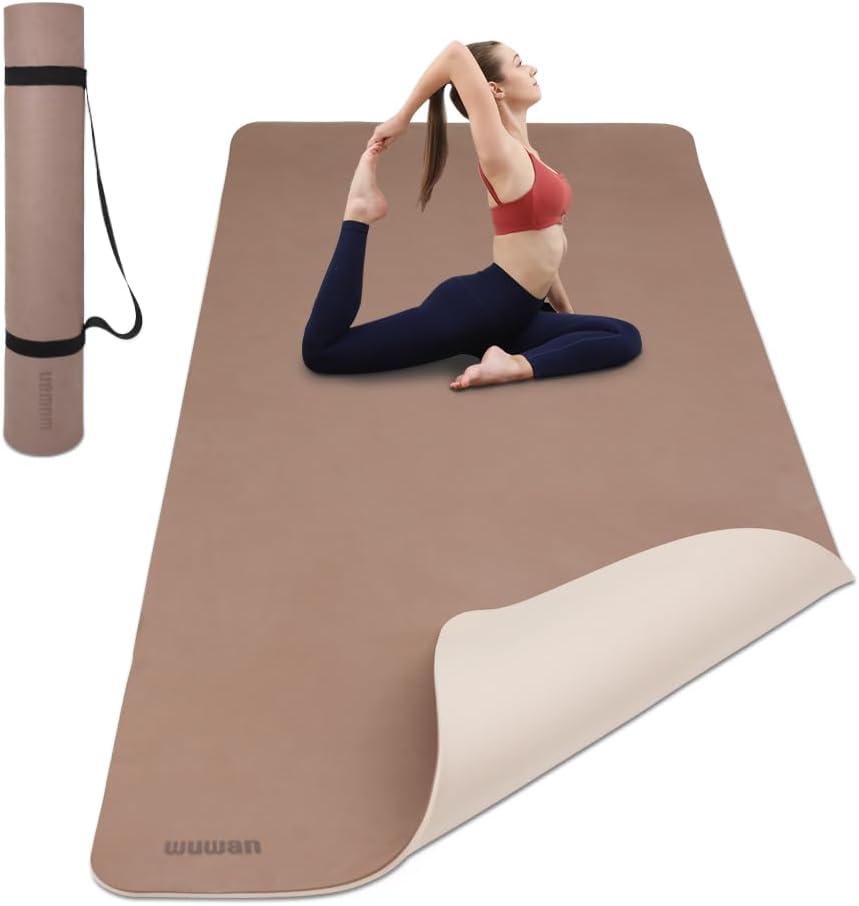 Large Yoga Mat - 80CM Wide Yoga Matt Non-Slip Thick 1/3 Inch Eco-Friendly Exercise Mat with Carrying Strap for Women Yoga, Pilates, Home Workouts (72x32