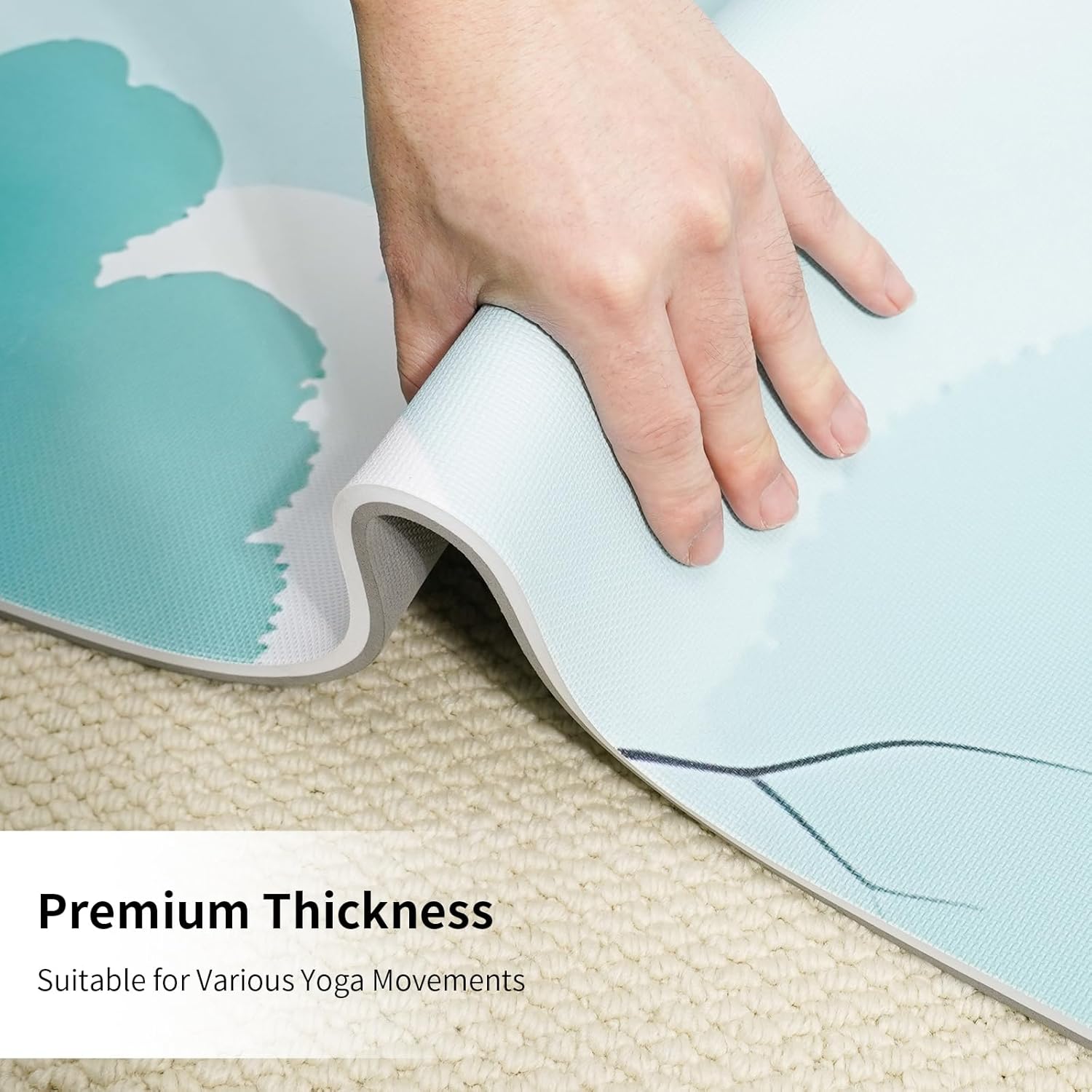 Large Yoga Matt Non-Slip Thick 1/3 Inch Eco-Friendly Exercise Mat with Carrying Strap for Women Yoga, Pilates, Home Workouts (72x32