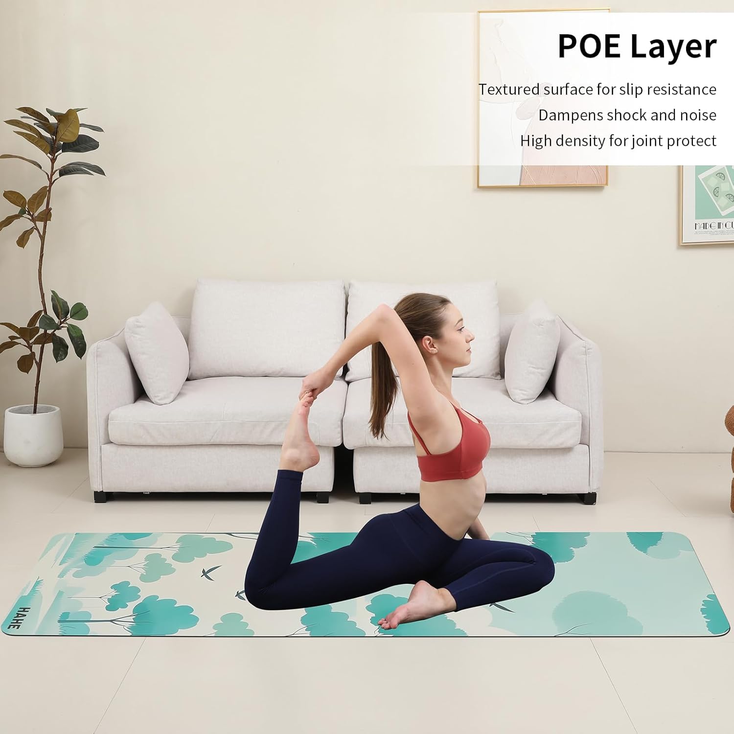 Large Yoga Matt Non-Slip Thick 1/3 Inch Eco-Friendly Exercise Mat with Carrying Strap for Women Yoga, Pilates, Home Workouts (72x32