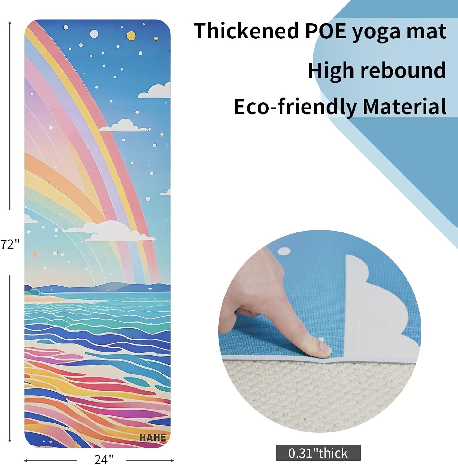Large Yoga Matt Non-Slip Thick 1/3 Inch Eco-Friendly Exercise Mat with Carrying Strap for Women Yoga, Pilates, Home Workouts
