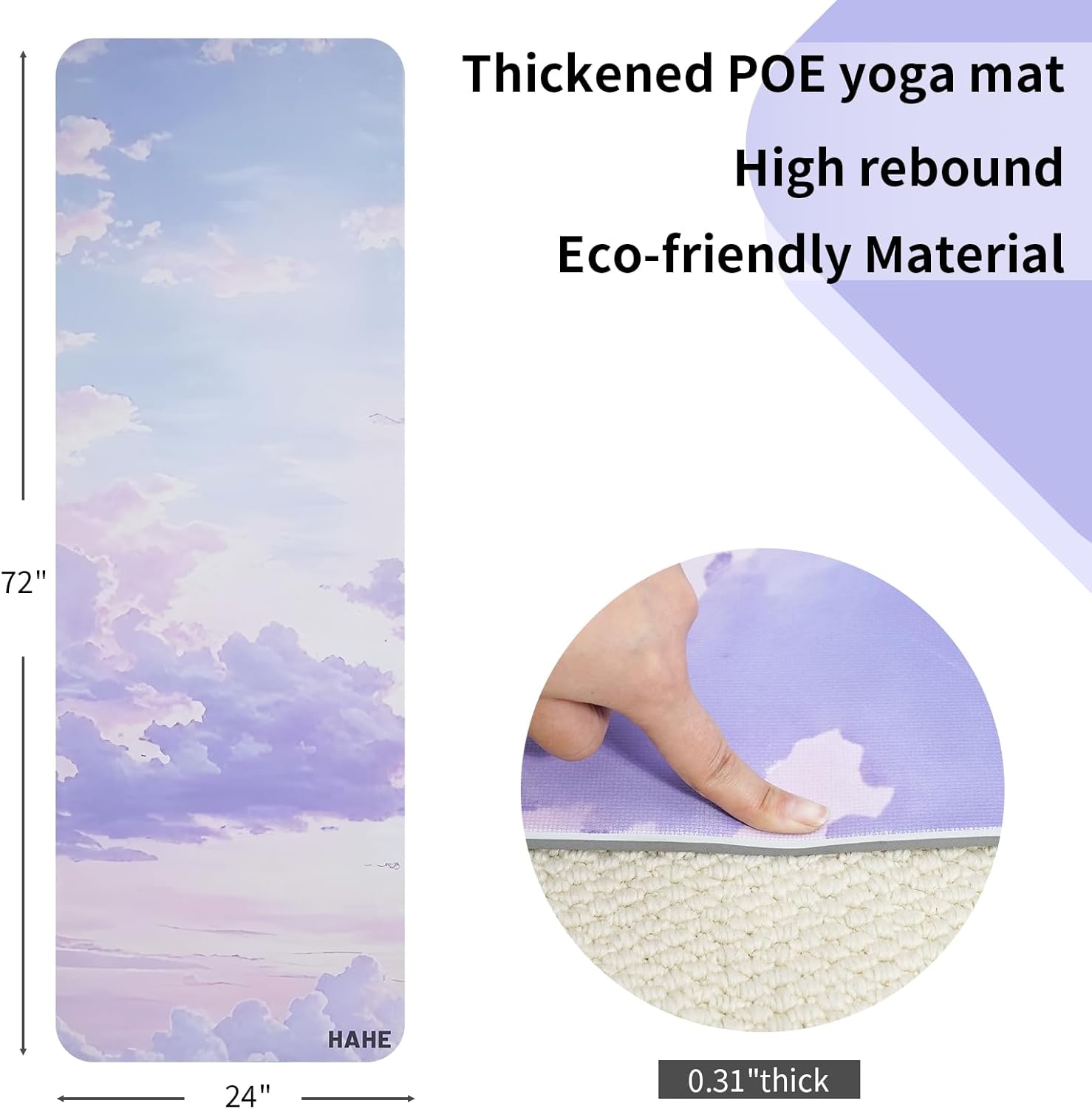 Large Yoga Matt Non-Slip Thick 1/3 Inch Eco-Friendly Exercise Mat with Carrying Strap for Women Yoga, Pilates, Home Workouts