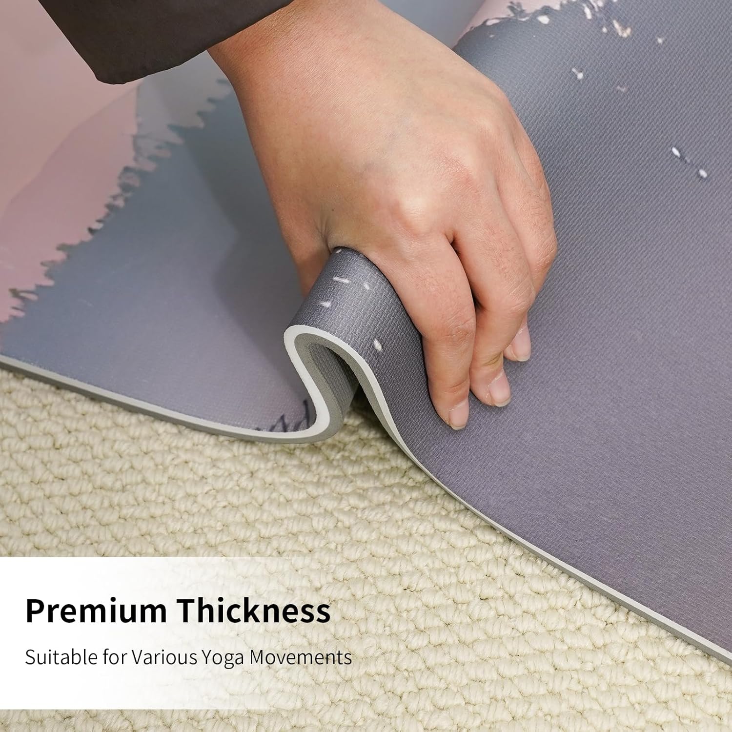 Large Yoga Matt Non-Slip Thick 1/3 Inch Eco-Friendly Exercise Mat with Carrying Strap for Women Yoga, Pilates, Home Workouts (72x32