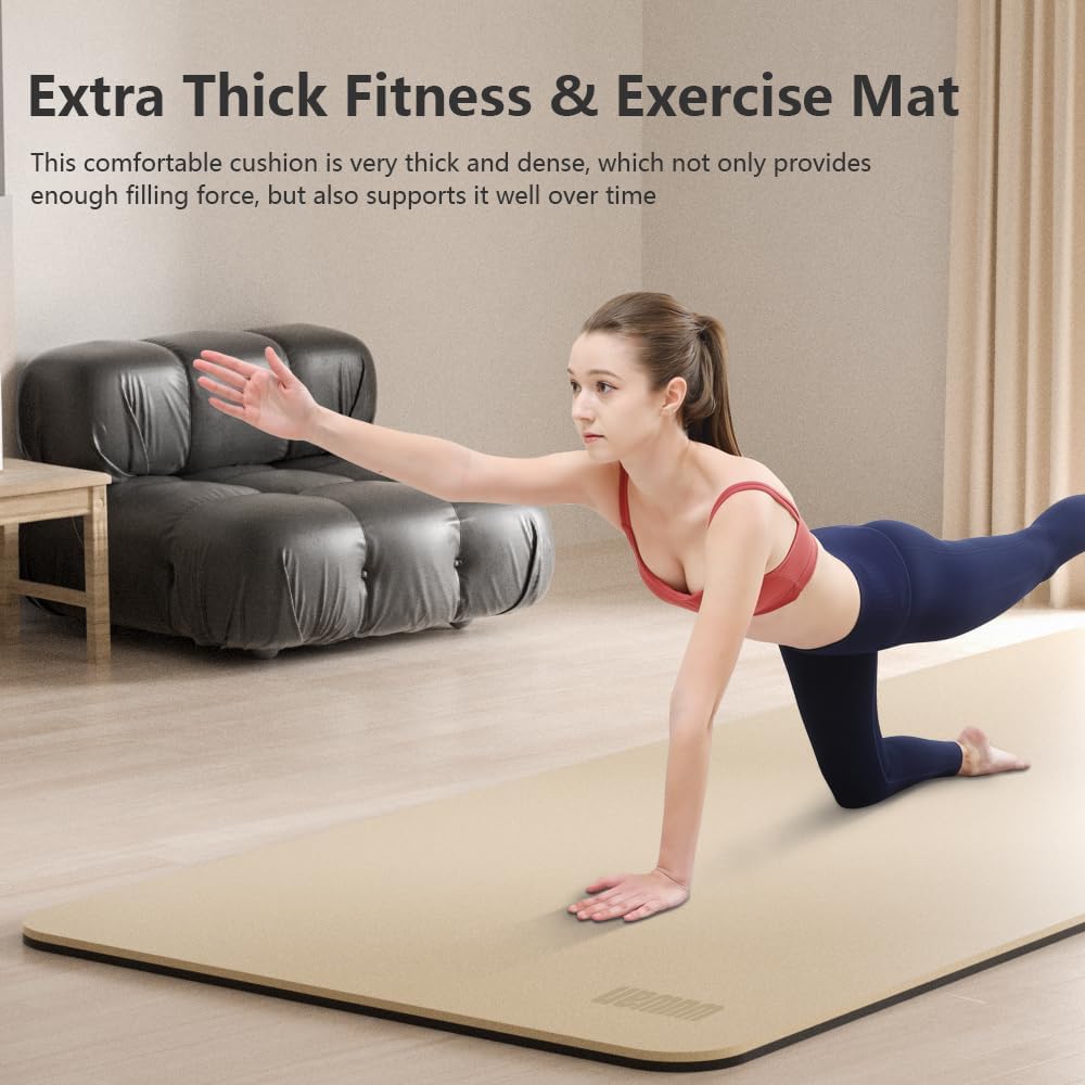 Large Yoga Mat - 80CM Wide Yoga Matt Non-Slip Thick 1/3 Inch Eco-Friendly Exercise Mat with Carrying Strap for Women Yoga, Pilates, Home Workouts (72x32