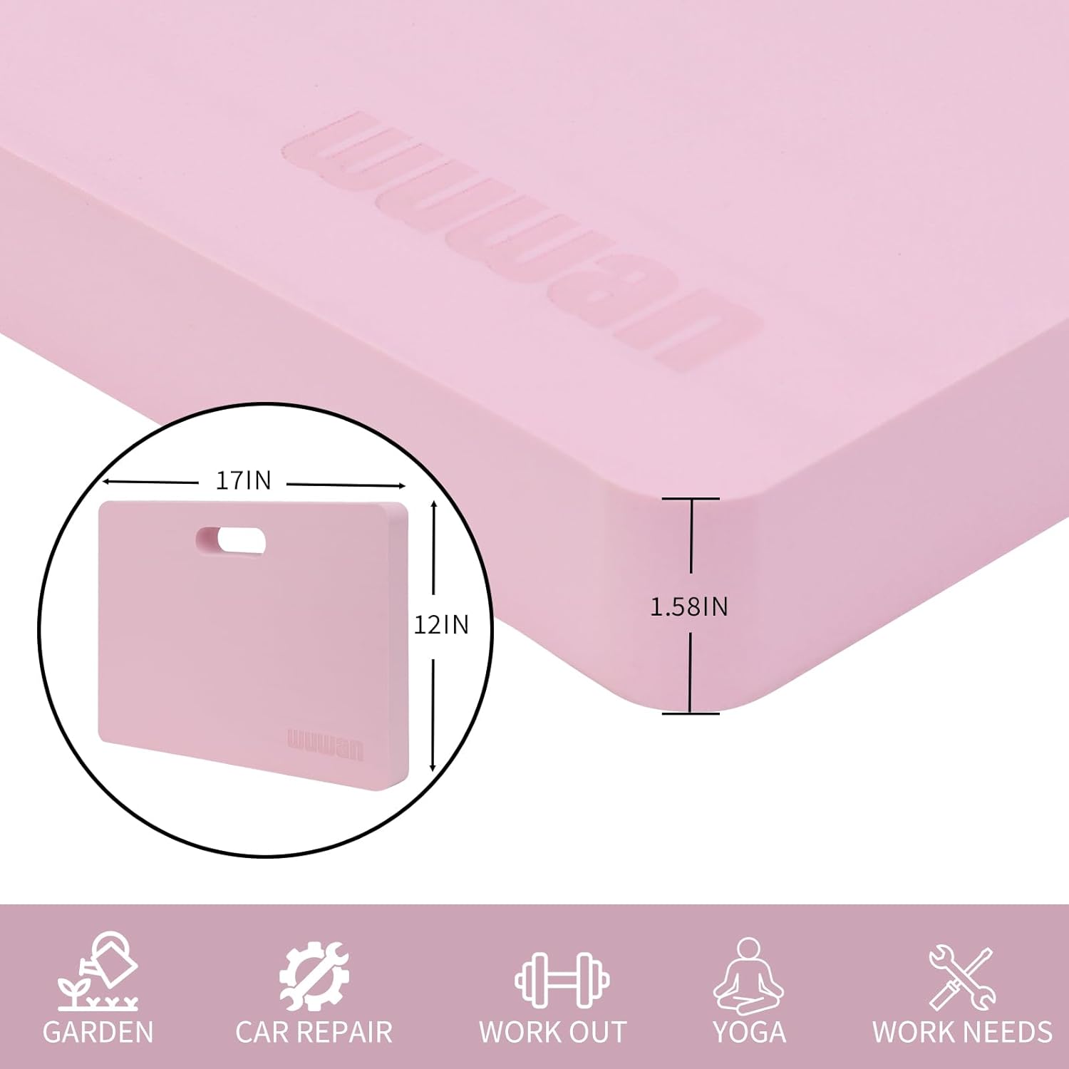 Yoga kneeling mat, 1.5in Thick,Knee Push-ups, Plank Support & Yoga Elbows/Knees Mat Provides Cushion for Kneeling & ElbowsPink