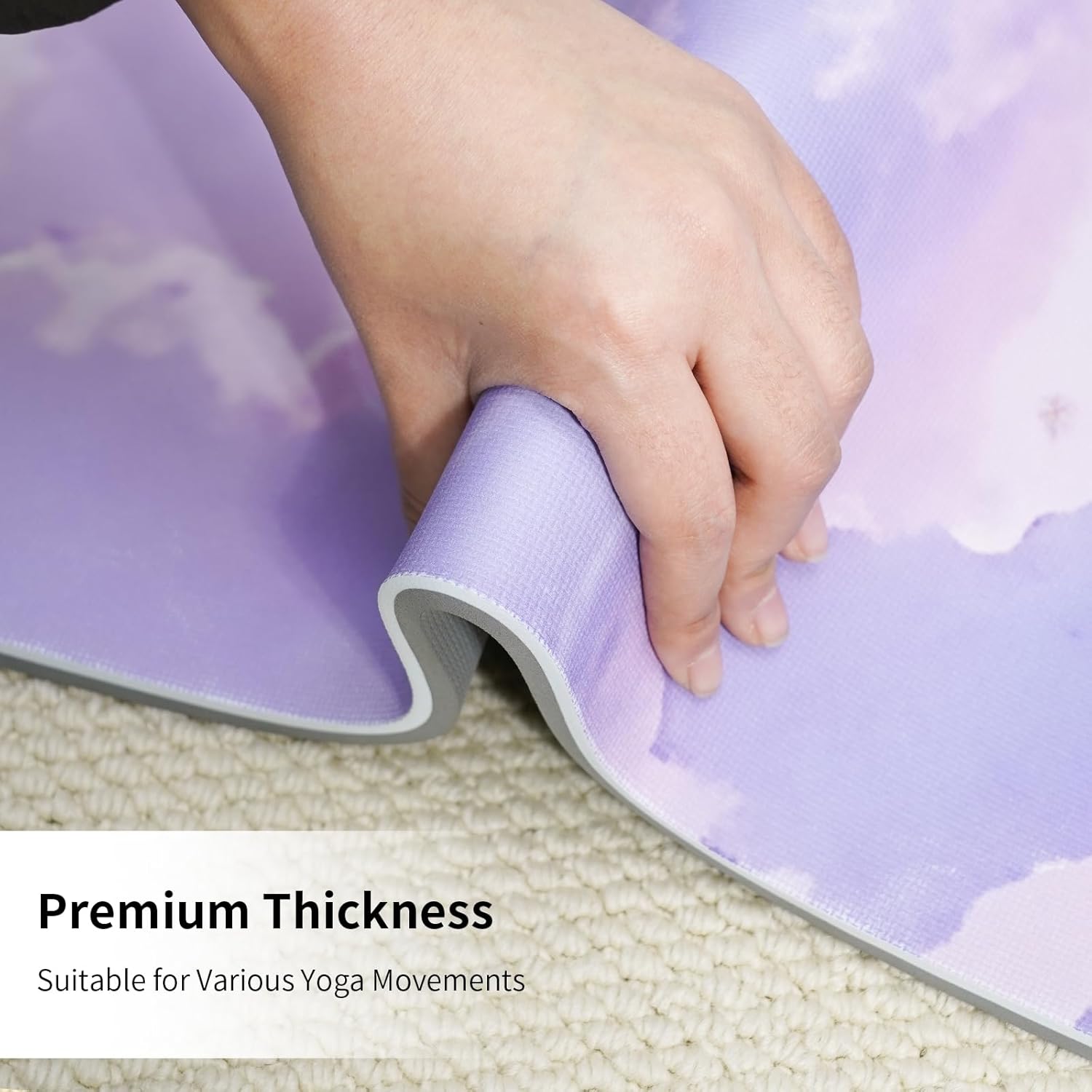 Large Yoga Matt Non-Slip Thick 1/3 Inch Eco-Friendly Exercise Mat with Carrying Strap for Women Yoga, Pilates, Home Workouts