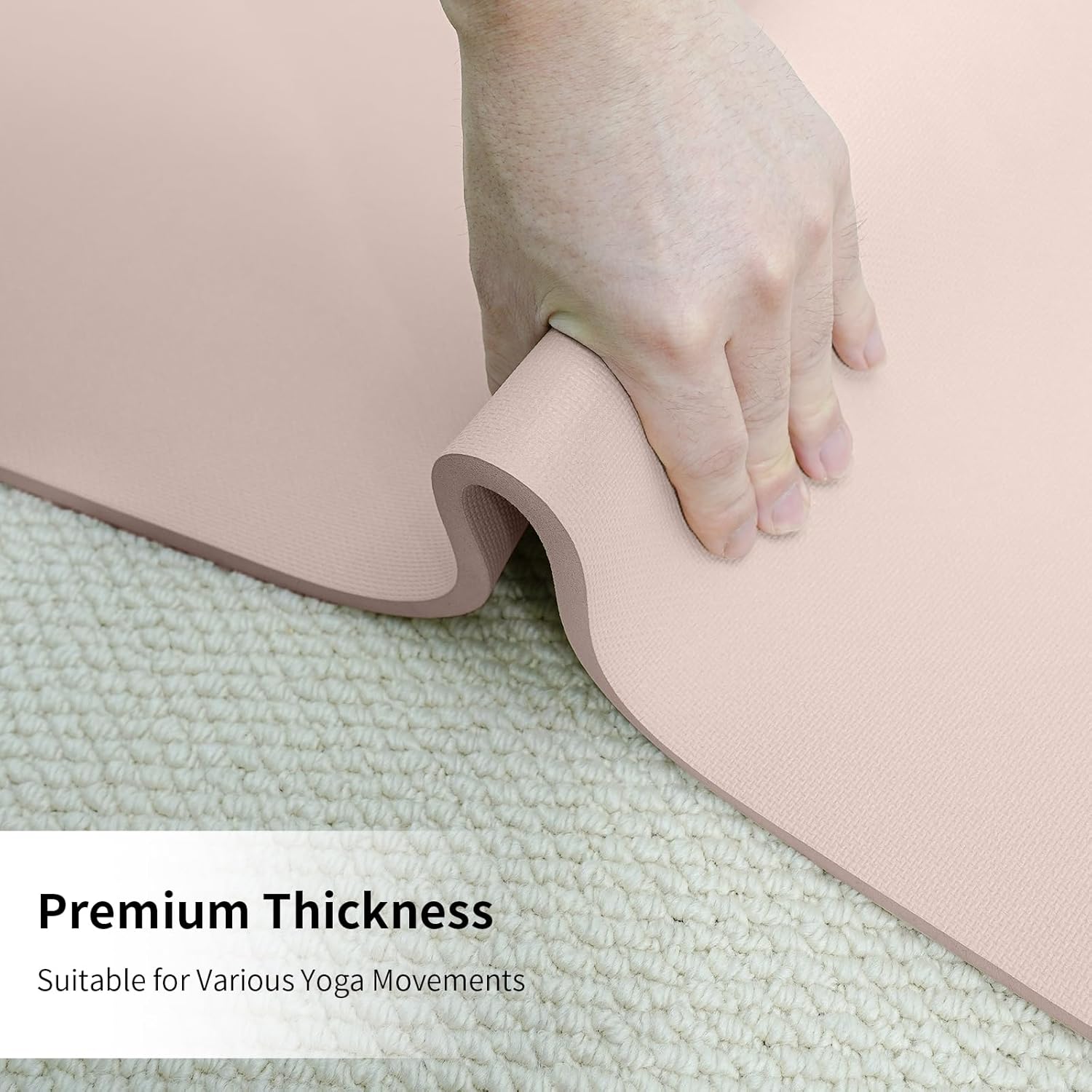 Non Slip Yoga Mat Thick POE Material High Rebound,Durable & Sweat Absorbent, for All Yoga Styles, Pilates & Home Floor Workouts with Carrying Strap