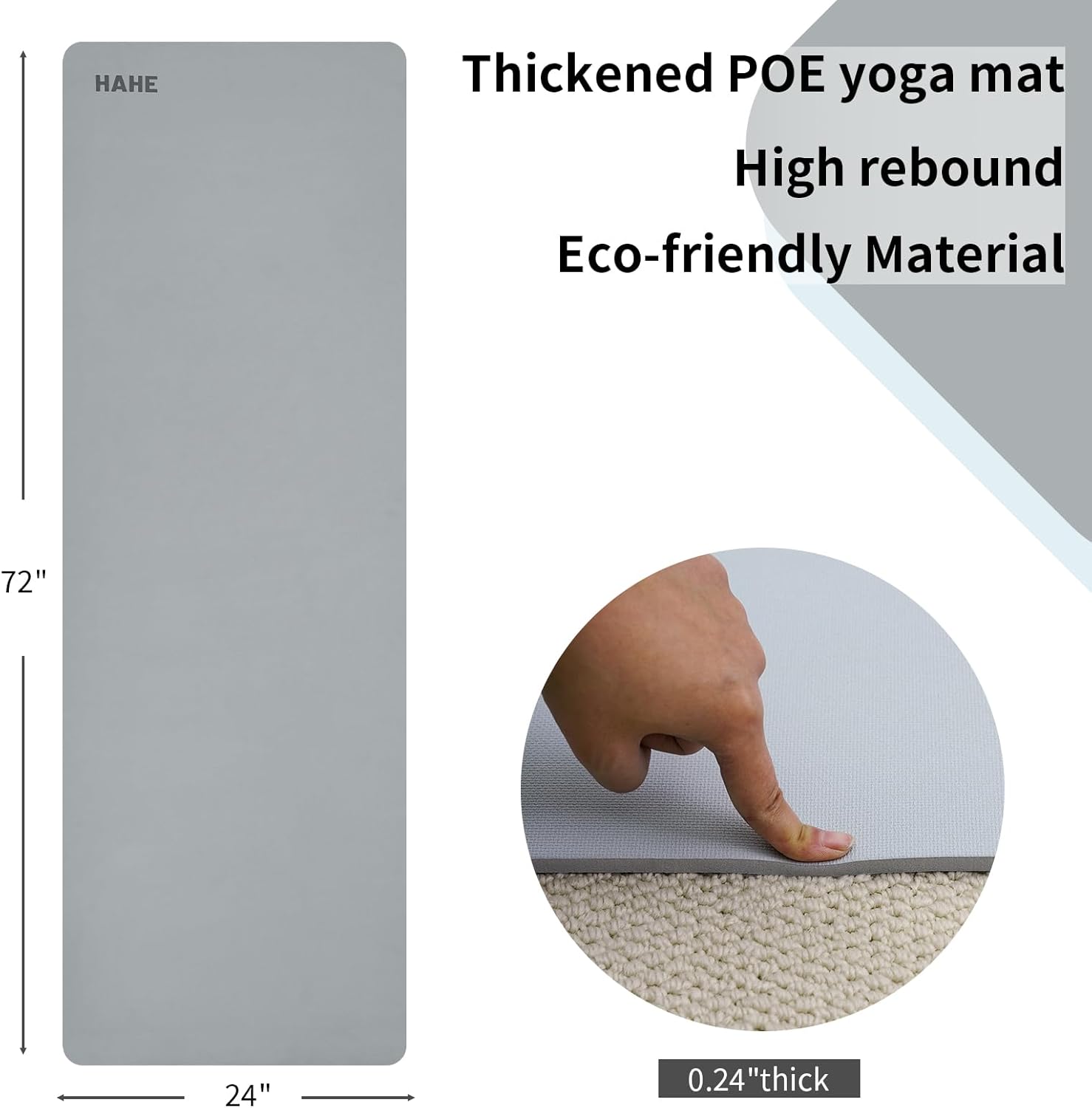 Non Slip Yoga Mat Thick POE Material High Rebound,Durable & Sweat Absorbent, for All Yoga Styles, Pilates & Home Floor Workouts with Carrying Strap